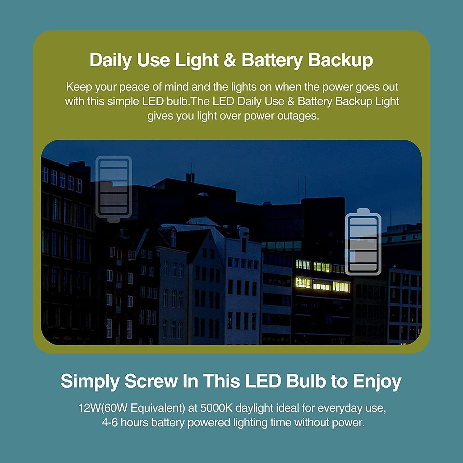 Neporal A19 Rechargeable Light Bulbs, Emergency Lights For Home Power Failure, Led Bulb 60 Watt Equivalent, 3000K Soft White Bul