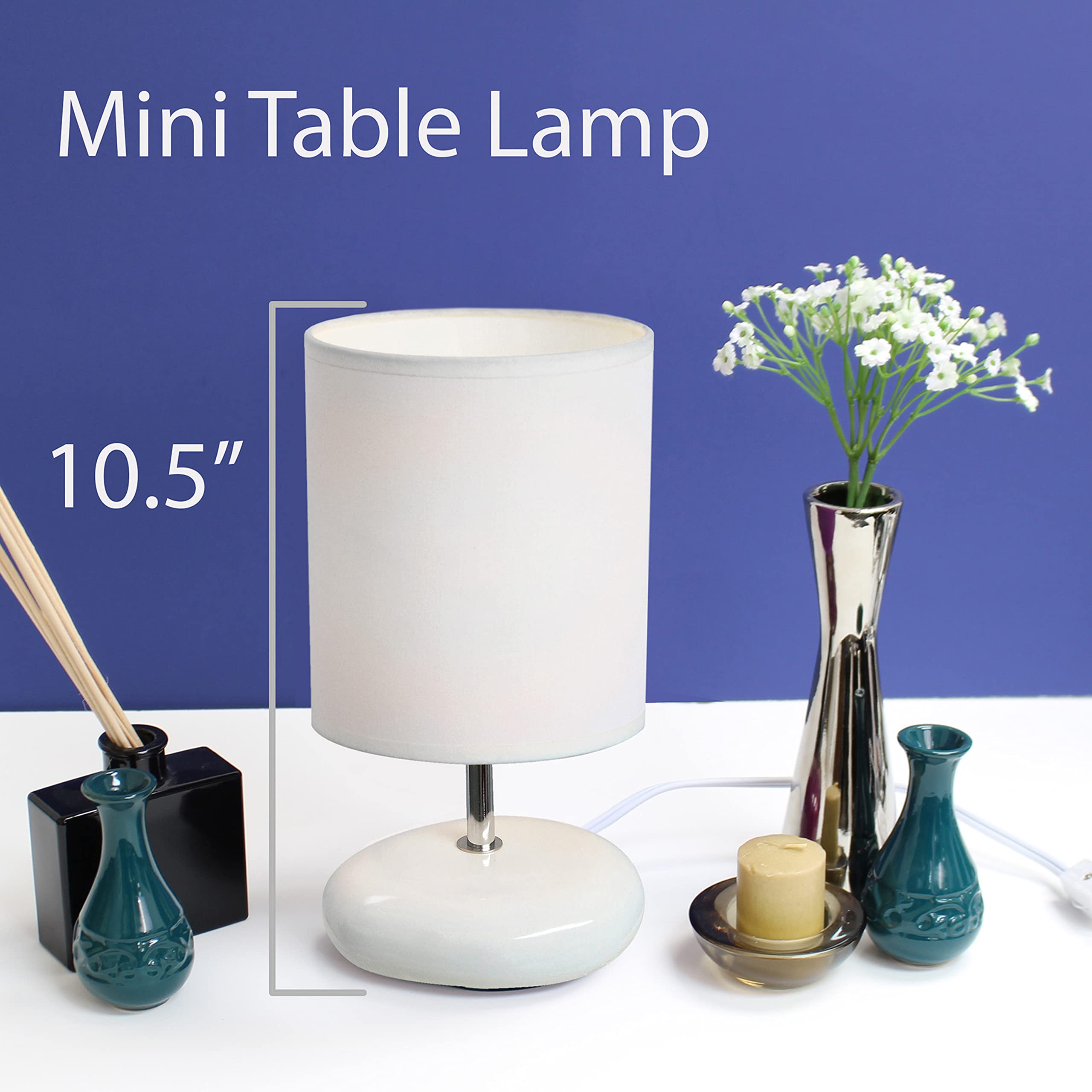 Simple Designs LT2005-WHT Small Table Lamp, Ceramic, White, 1 Size