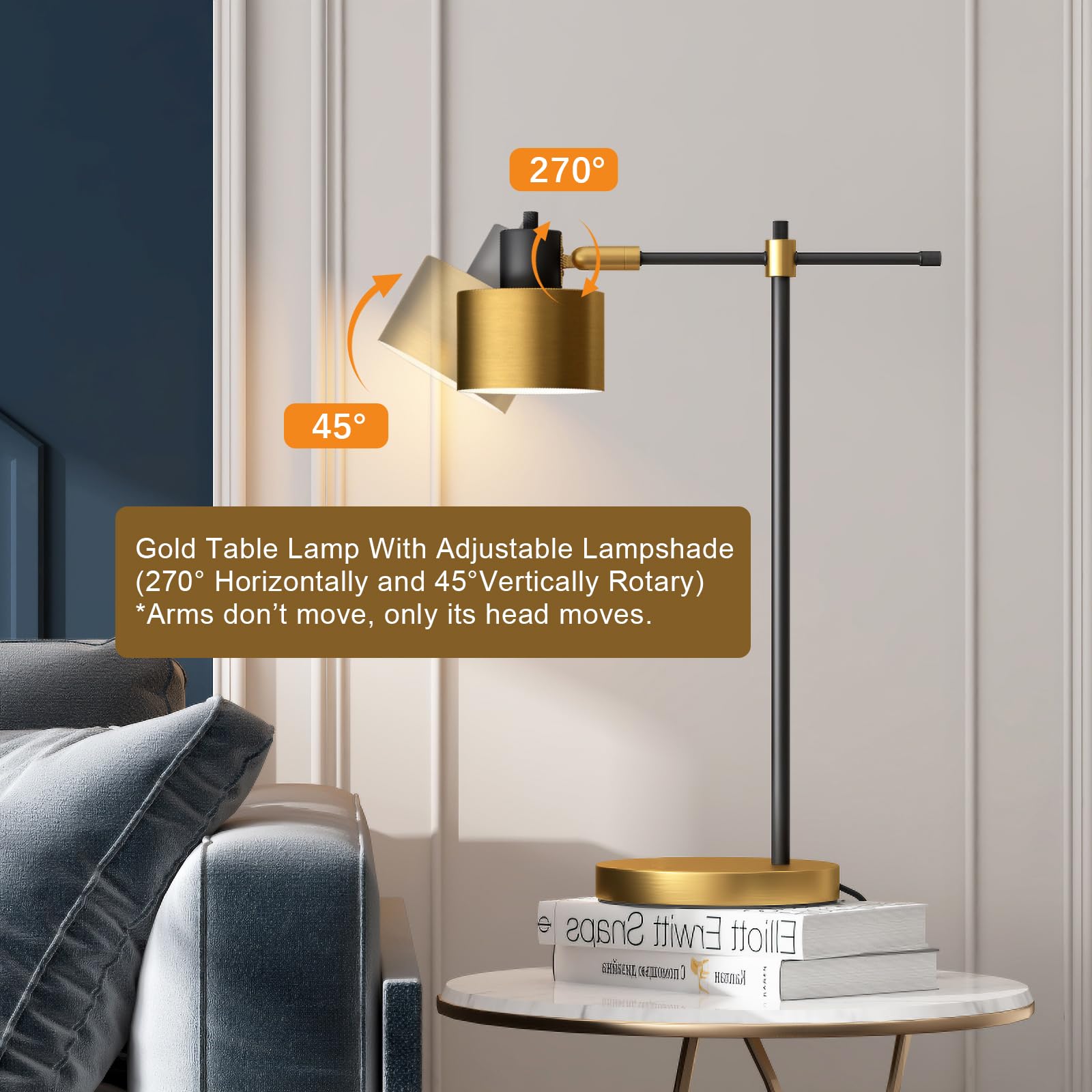 Oyears 22.2 Modern Industrial Desk Lamp For Reading Led Metal Table Lamp Light For Office Bedroom Study Room Living Room Nightst