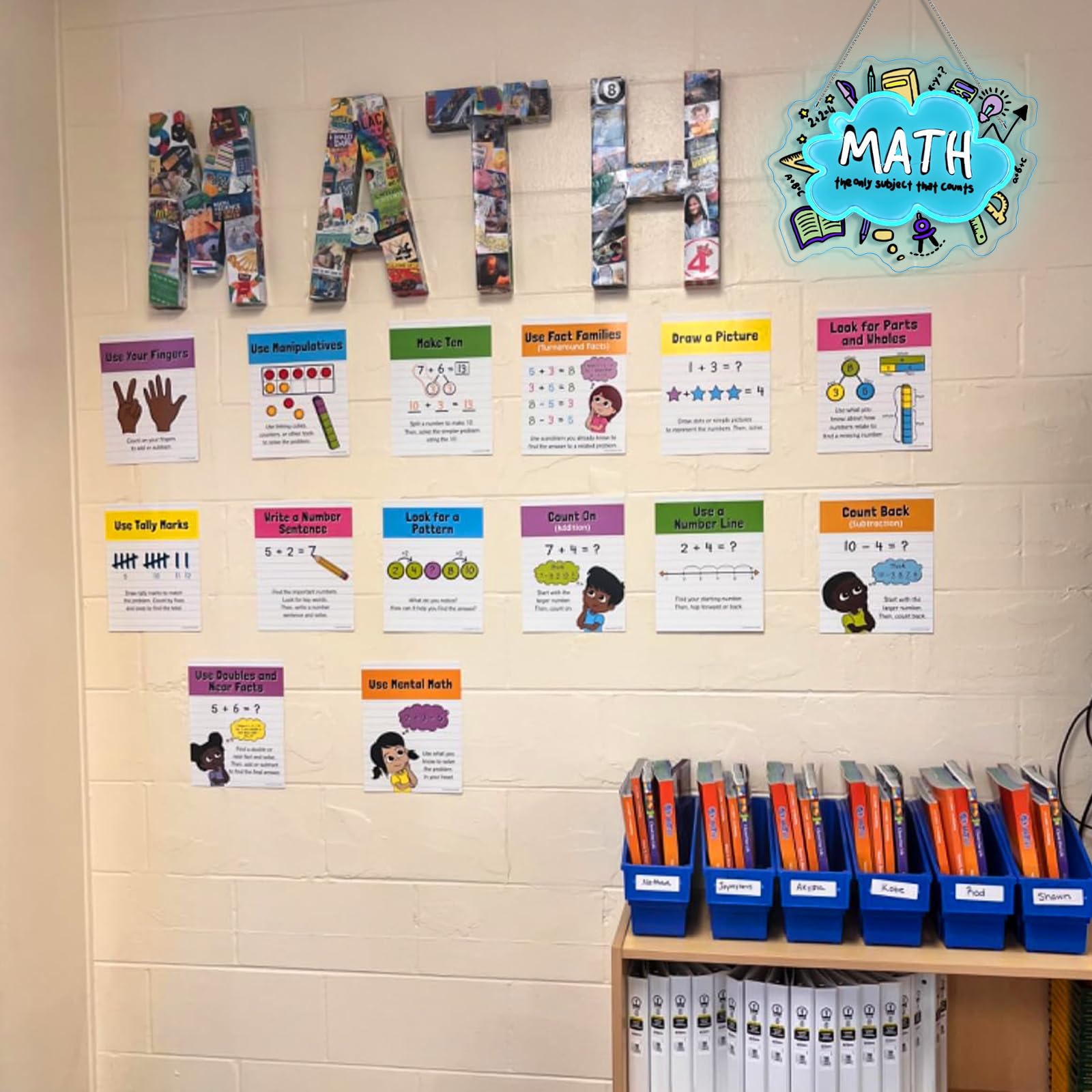 Horseneon Math Neon Sign Educational Led Wall Decor For Classrooms  Study Rooms & Math Teacher Gifts  Usb-Powered With Adjustable Brightness  Scientific-Themed Lighting