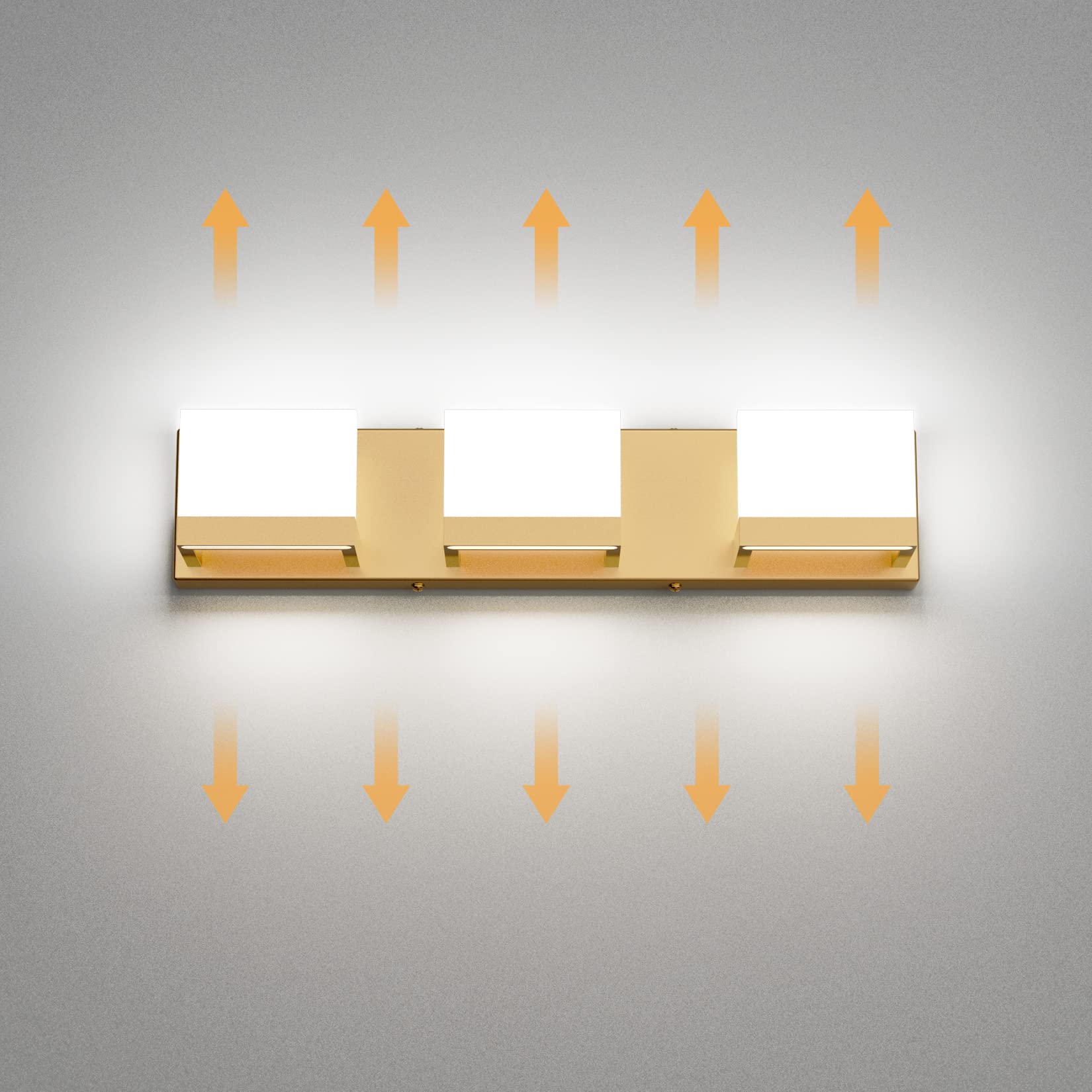 Tipace Gold Bathroom Vanity Light Fixtures Modern Led 3 Lights Vanity Light For Bathroom Up And Down Wall Light Fixtures 6000K