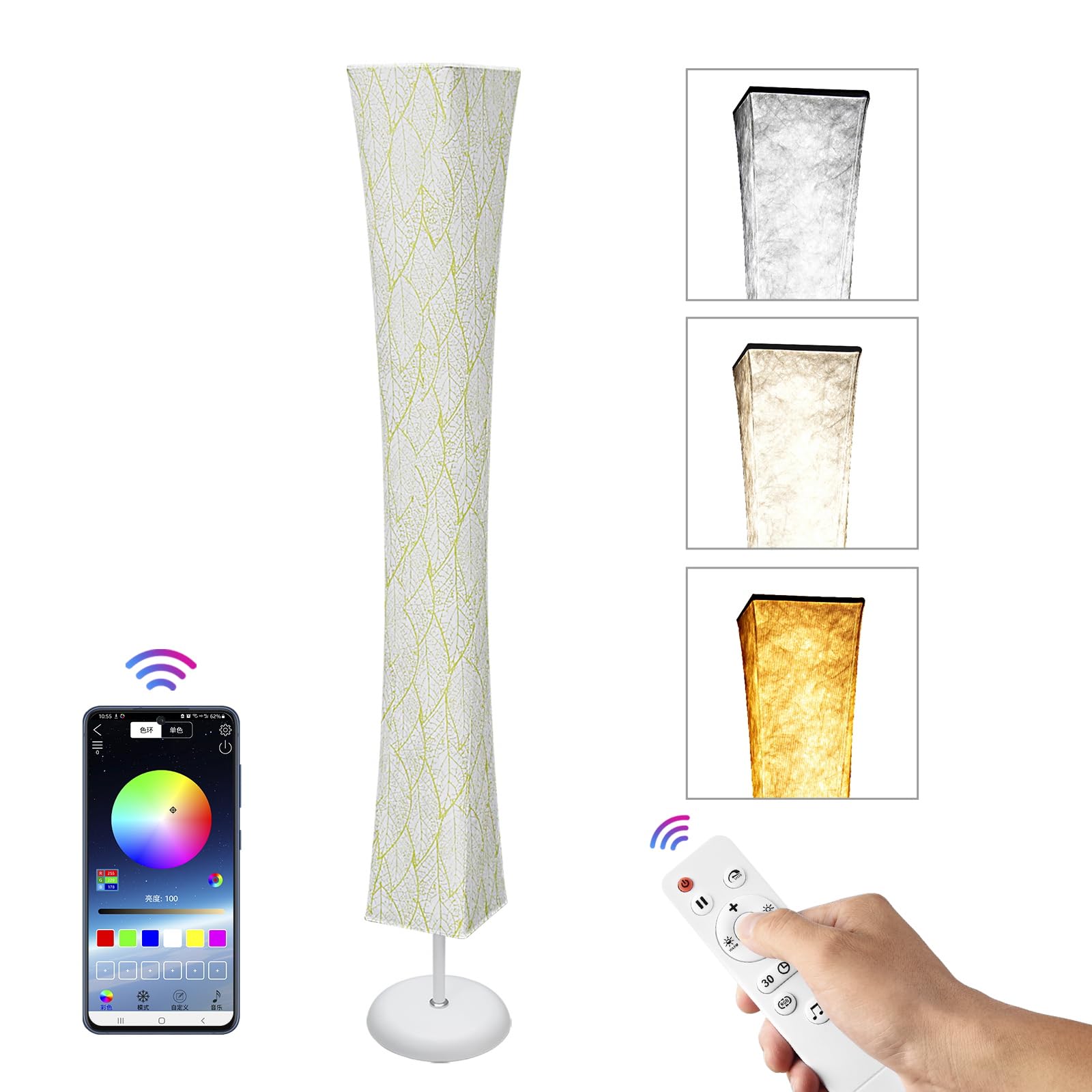 WORLD WIN 61'' Smart RGB LED Floor Lamp with Music Sync, 16 Million Colors, APP & Remote Control, RGB Color & 3 Temp Settings