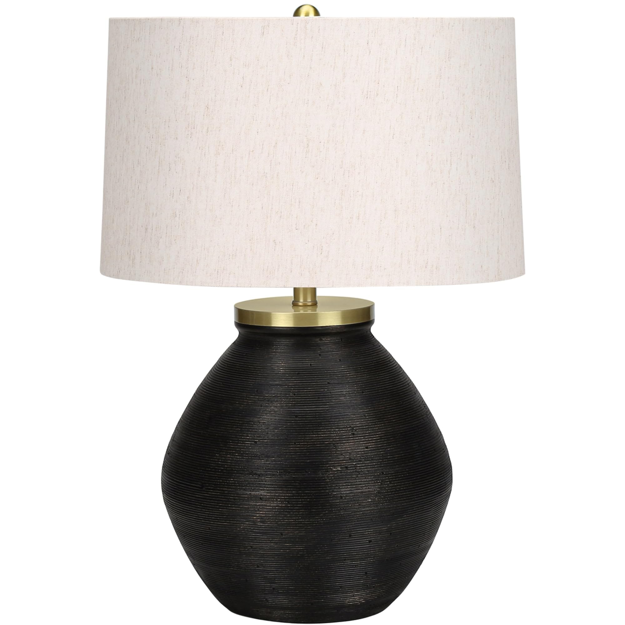 Monarch Specialties I 9715 Lightingtable Lamp, Black Concrete, Ivory/Cream Shade, Contemporary, Modern