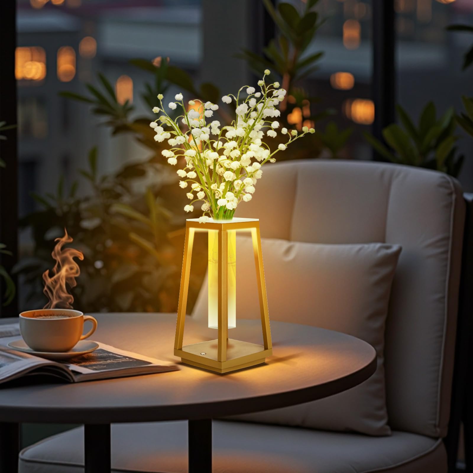 LAVAED Cordless LED Touch Table Lamp,Rechargeable Desk Lamp 4000mAh, 3 Colors Stepless Dimmable Battery Operated Portable Lamp W