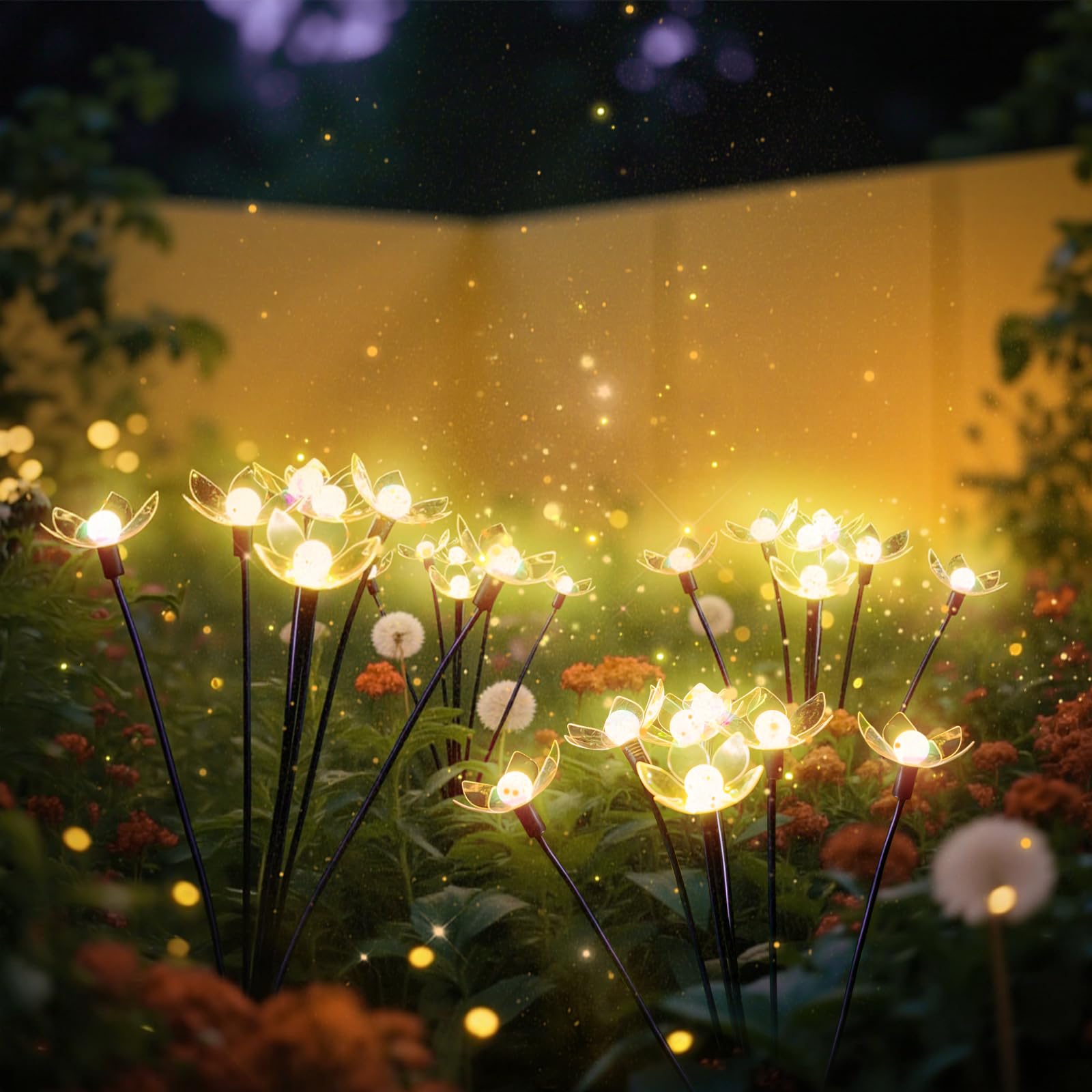 SRNPMIU Solar Lights Outdoor, Solar Firefly Swaying Light with Flower, Garden Decor Lights, IP65 Waterproof, 2 Lighting Modes, Y