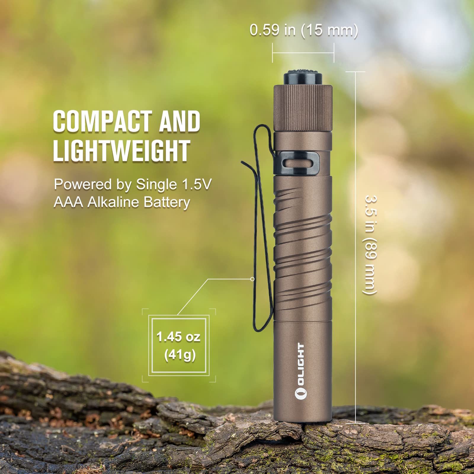 Olight I3T Eos 180 Lumens Dual-Output Slim Edc Flashlight For Camping And Hiking, Tail Switch Flash Light With Aaa Battery (Dese