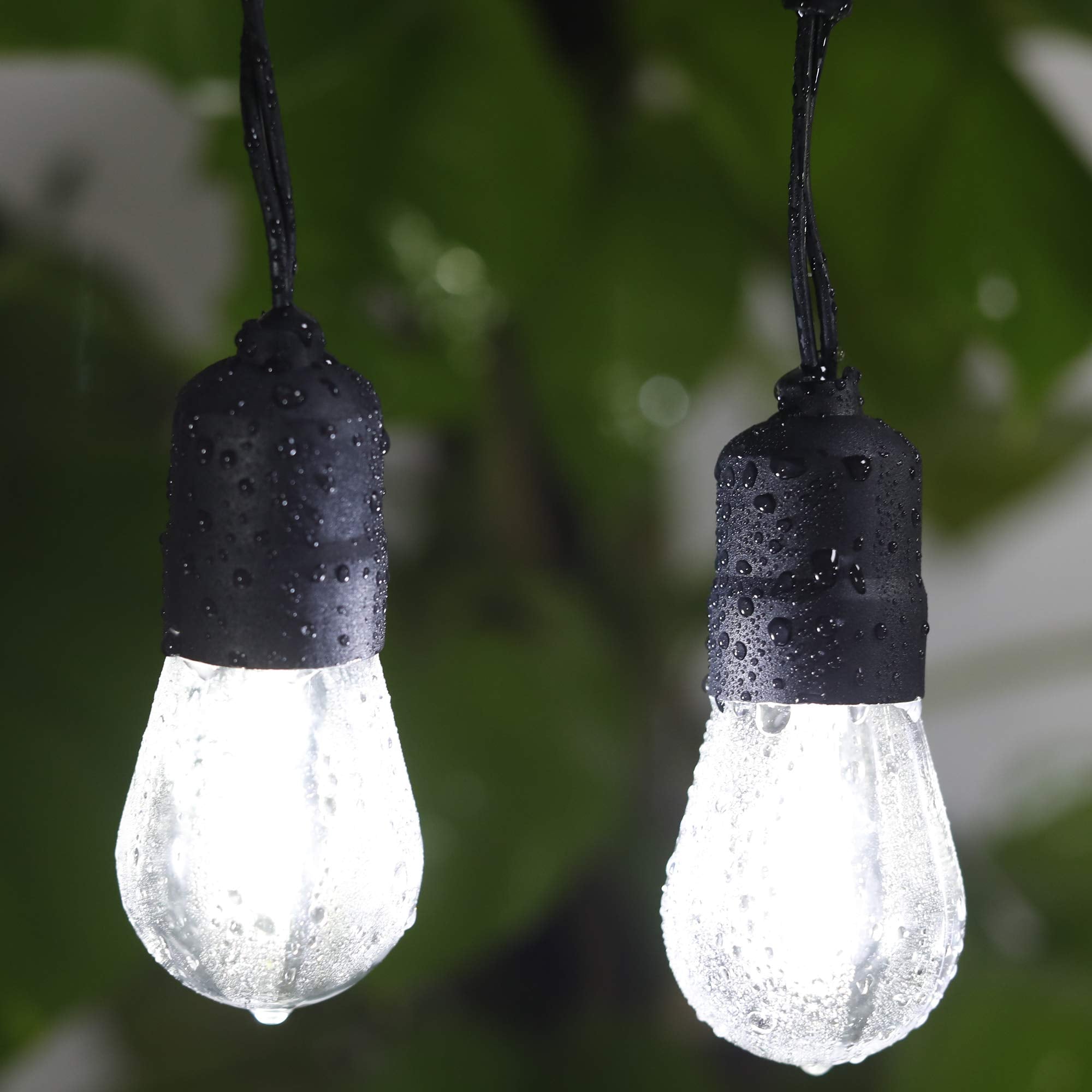 Yosion 30Ft Cool White Led Outdoor String Lights, Waterproof With 10 Hanging Sockets & Bulbs
