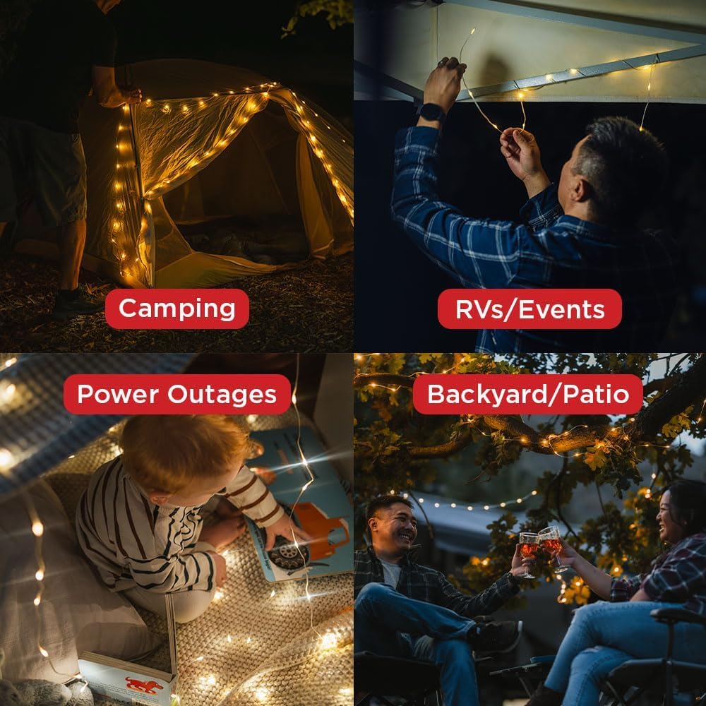 Luminaid Solar String Light With Phone Charger - Rechargeable Tent Lights For Camping - 32 Ft String Lights Perfect For Camping,