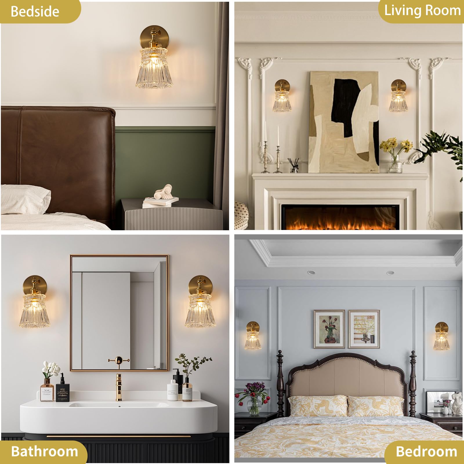 Bcgmyln Vintage Wall Sconce With Clear Striped Glass Shade 180 Degree Adjustable Brass Color Wall Sconce Hardwired Modern Wall W