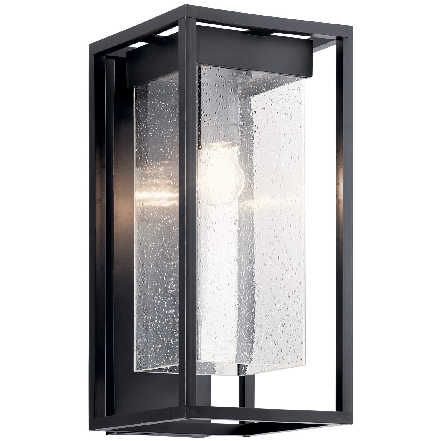 Kichler Lighting Mercer 20 inch 1 Light Outdoor Wall Light with Clear Seeded Glass in Black Finish, Large