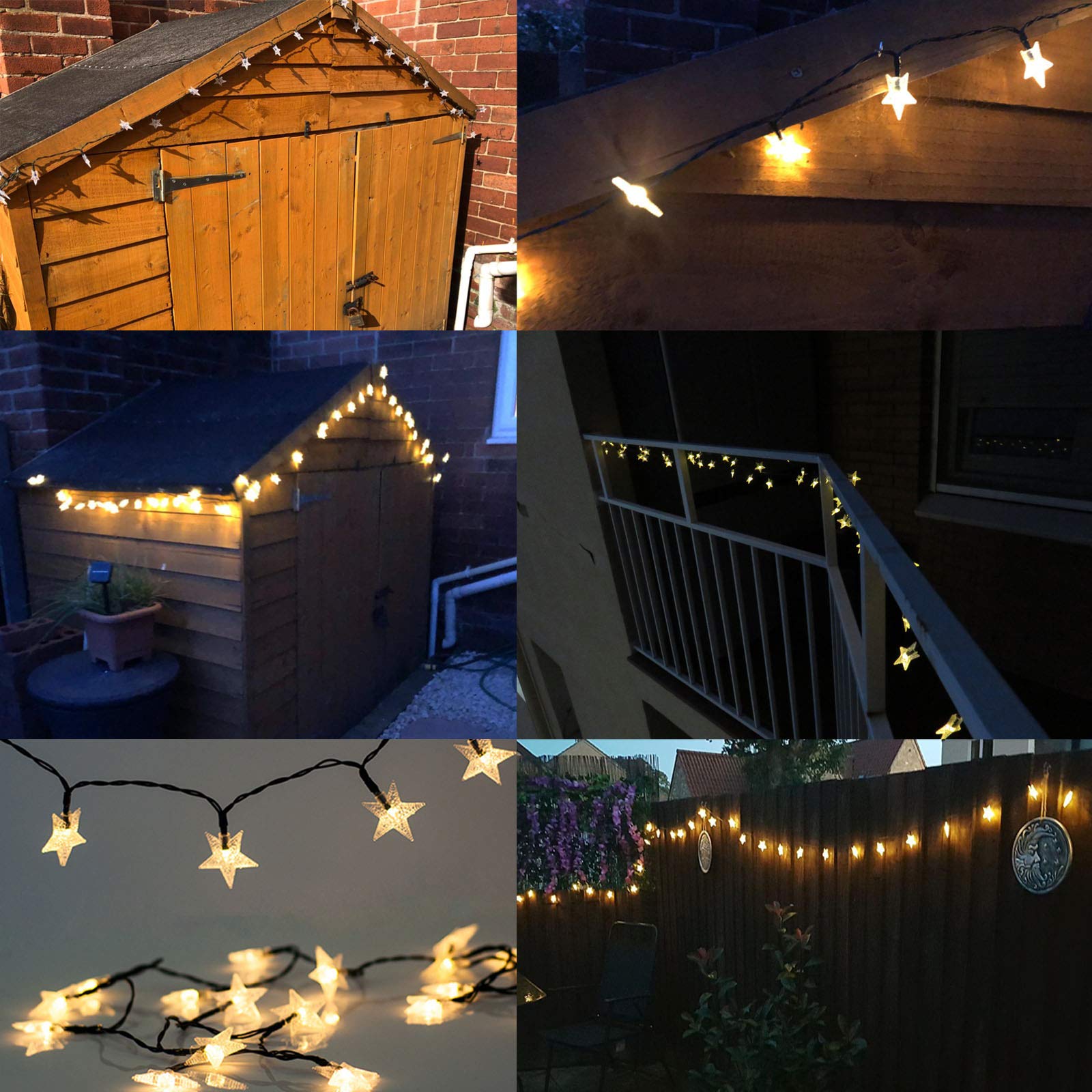 Abkshine Solar Fairy Lights, 50ft, 120 LEDs, Waterproof, Warm White, Outdoor Decorative Lighting for Patio, Garden, and Porch