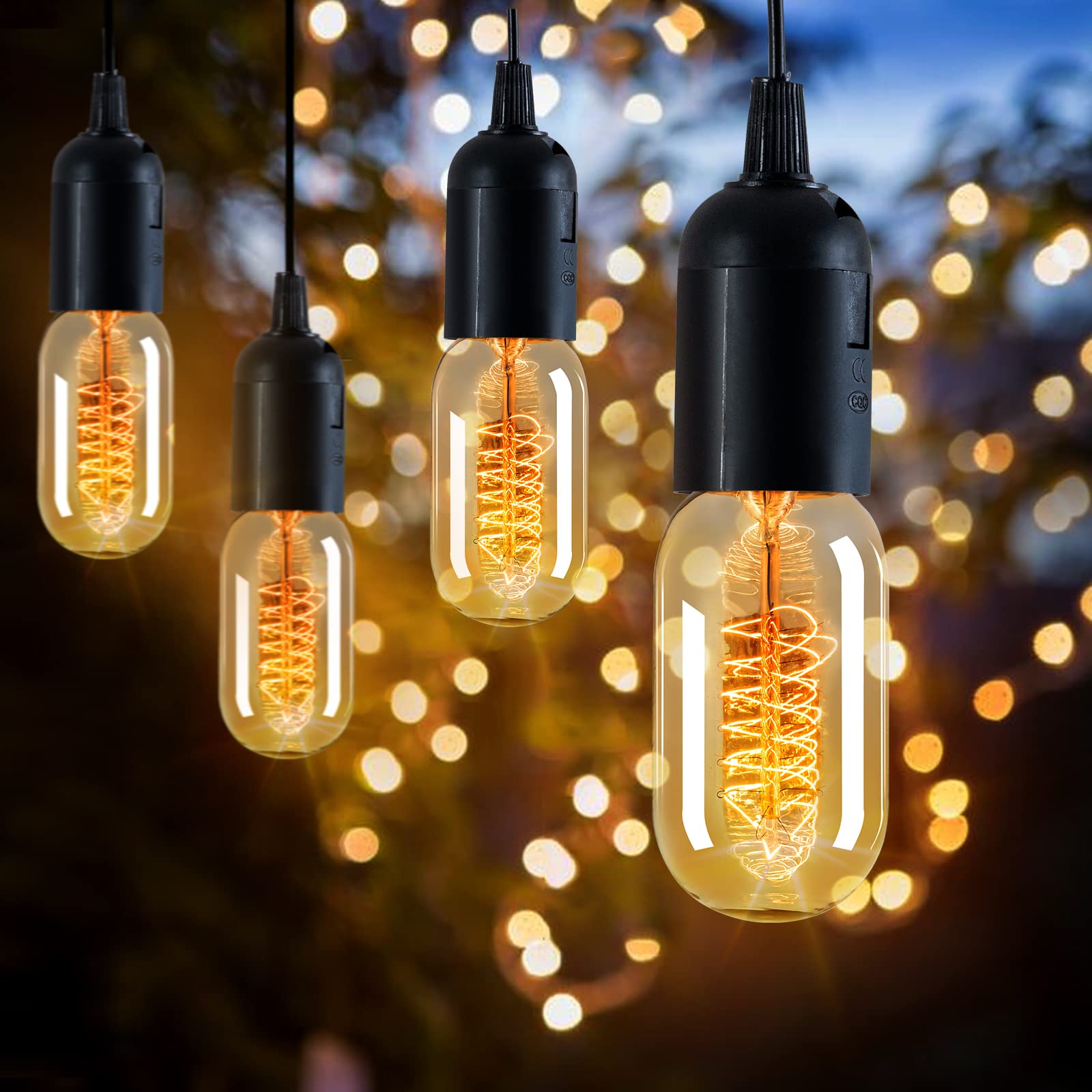 Nuodifan Edison Bulbs 6-Pack Vingtage Filament Light Bulb T45 2700K Warm Light 40 Watt 110V-130V E26/E27 Base Dimmable Decorative Antique Screw Light Bulbs For Home Lighting Fixtures