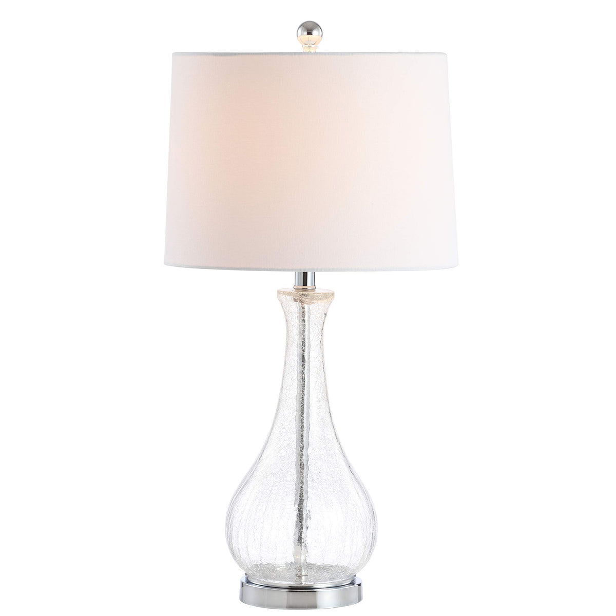 Safavieh Lighting Collection Finnley Clear/ Chrome 28-Inch Bedroom Living Room Home Office Desk Nightstand Table Lamp (Led Bulb