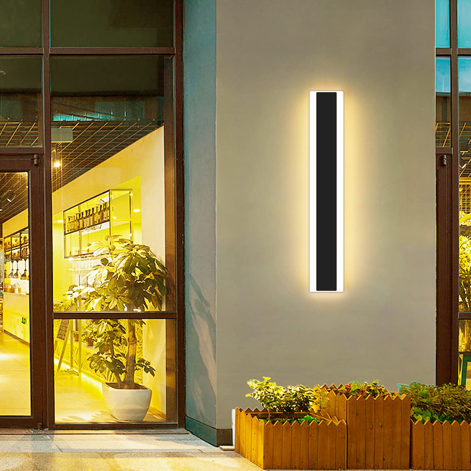 Modern 23.6Inch Outdoor Wall Light  3000K Black Acrylic Exterior Lighting Fixtures Wall Mount  Ip65 Waterproof Modern Porch Lights Outdoor Wall Sconce  Led Long Outdoor Lights For House Hard-Wired
