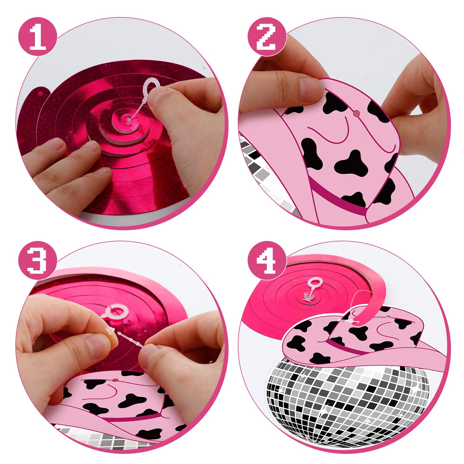 Barydat 48 Pcs Disco Cowgirl Party Decorations Disco Ball Cowgirl Hat Hanging Swirls Disco Cowgirl Ceiling Decoration For Retro Disco Western Cowgirl Birthday Party Favors Supplies (Vivid Color)