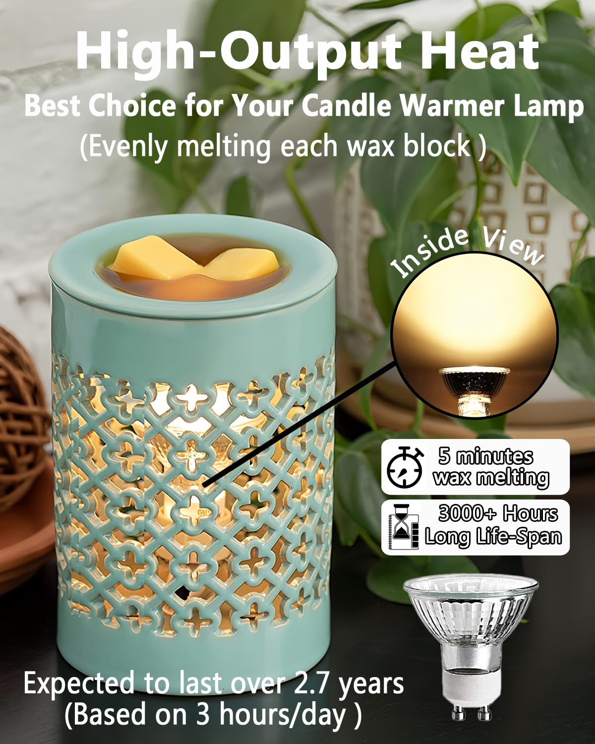 Snnalosses 25W GU10 Halogen Bulb for Candle Warmers, Warm White, 3-Pack, Wax Material