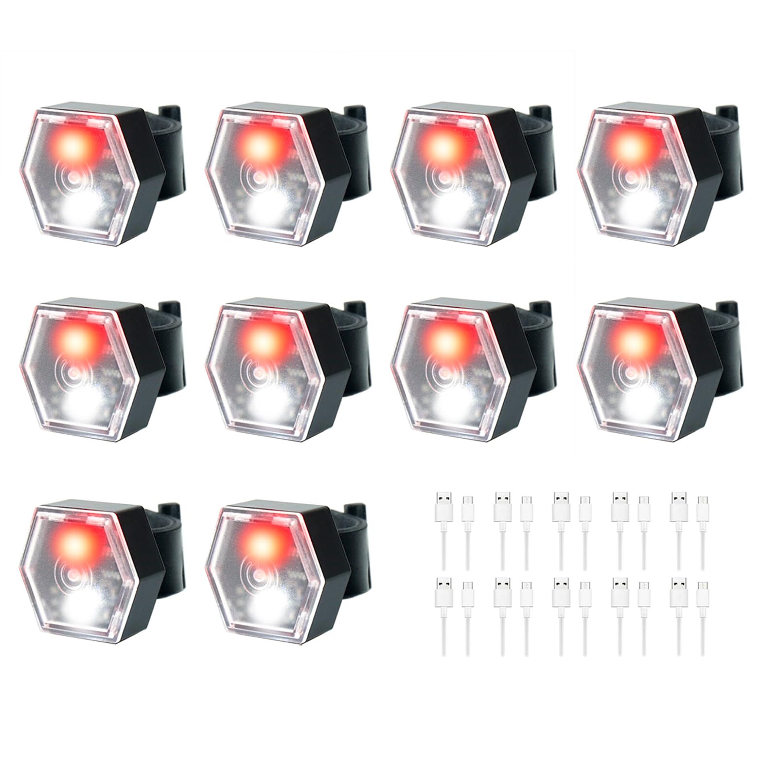 Hilngav 10 Pack Bike Tail Light Bicycle Cycling Rear Light USB-C Rechargeable LED Safety Light  Running Lights Bike Lights Reflectors Accessories for Night Riding For Mature Userss Men Women Road Mountain