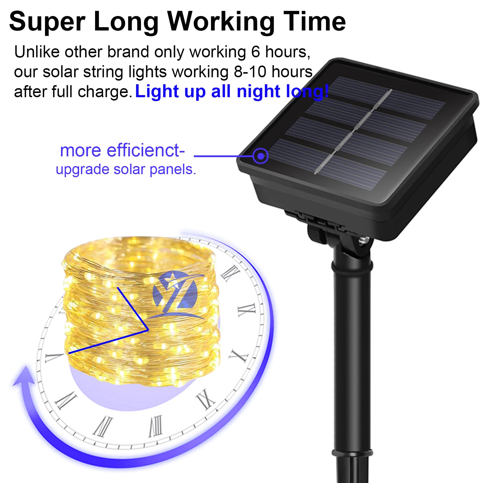 Yaozhou Solar String Lights For Outside, Fairy Lights Outdoor Waterproof, Warm White 2Pack Total 200Led 66Ft 8 Modes Mini Mini Small Solar Powered Lights For Christmas, Garden, Patio, Fence, Balcony