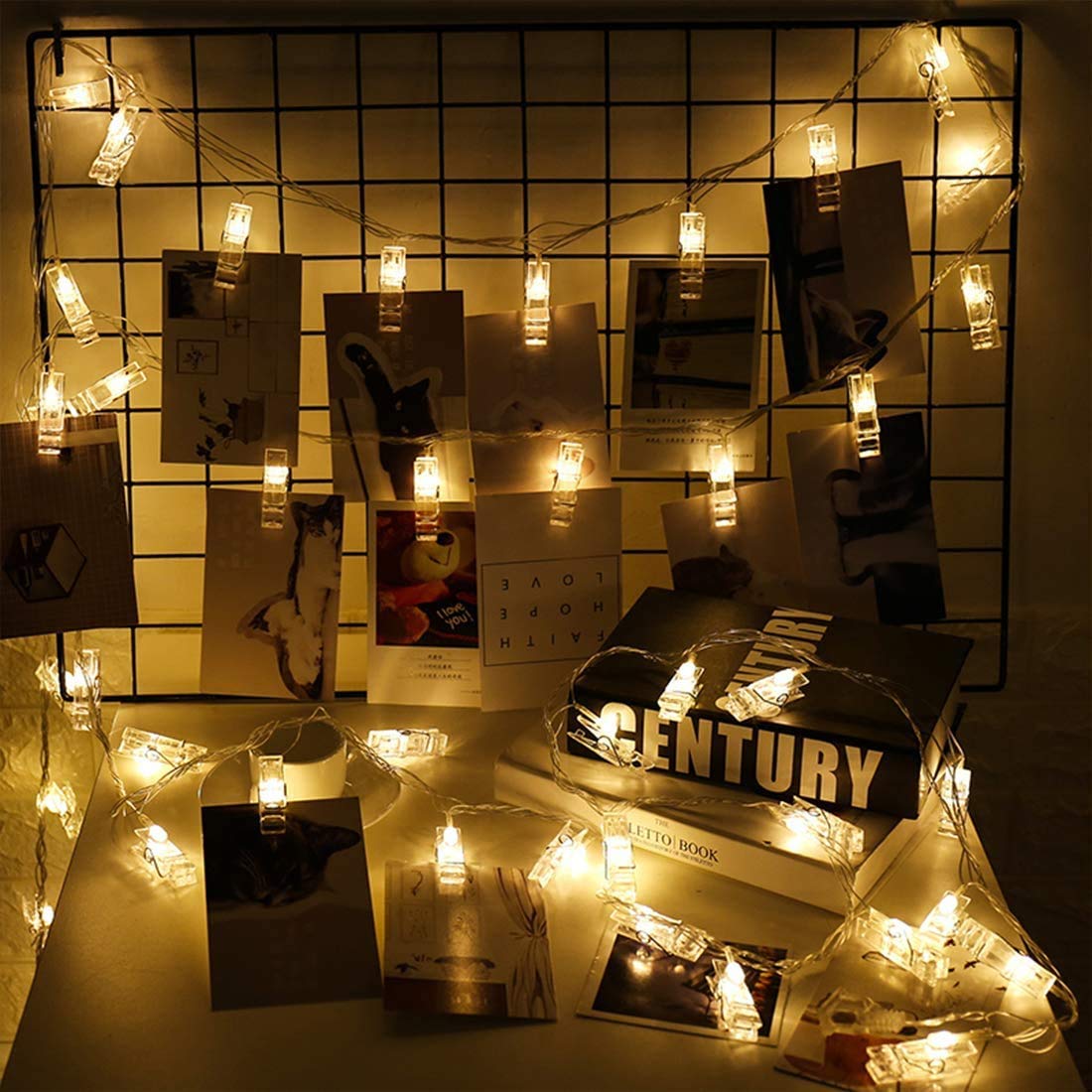 Warmoor 20 LED Photo Clips String Lights, 5M 16ft Fairy Starry Lights Wall Decoration Light for Hanging Photos Paintings Picture