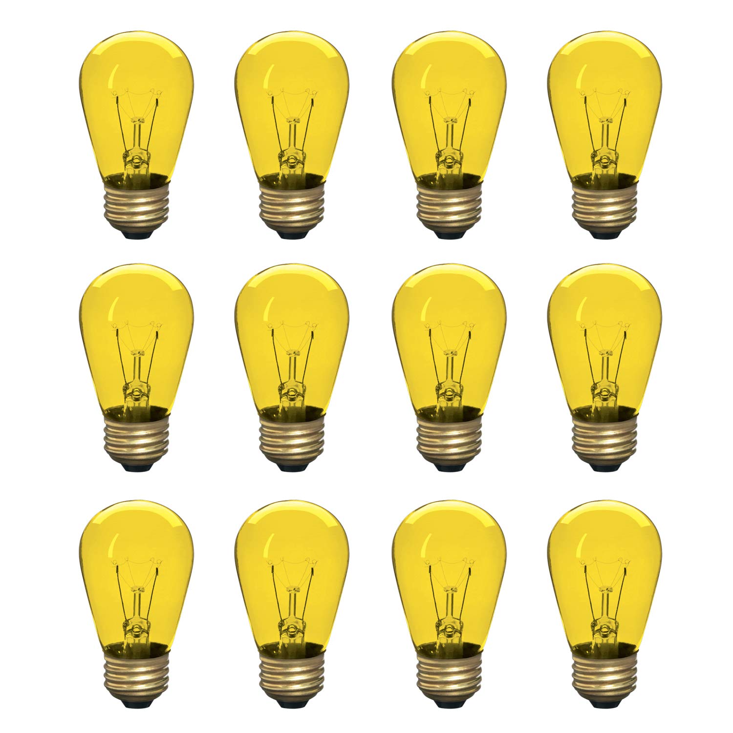 Xtricity Incandescent S14 Edison Light Bulb, E26 Medium Base, 130V, Yellow, 12 Pack