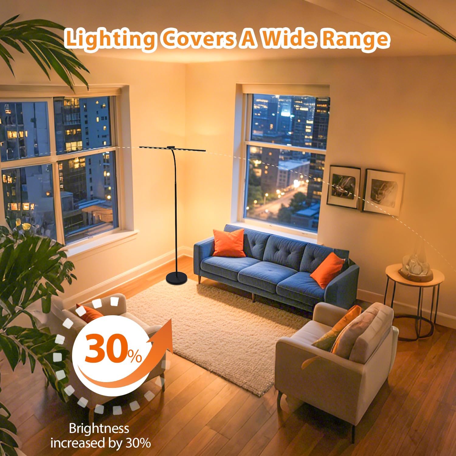Starmoitic Dual Head Led Floor Lamp For Office 24W/2400Lm Floor Reading Lamp Standing, Task Lamp With Remote, Goose Neck Lash Li