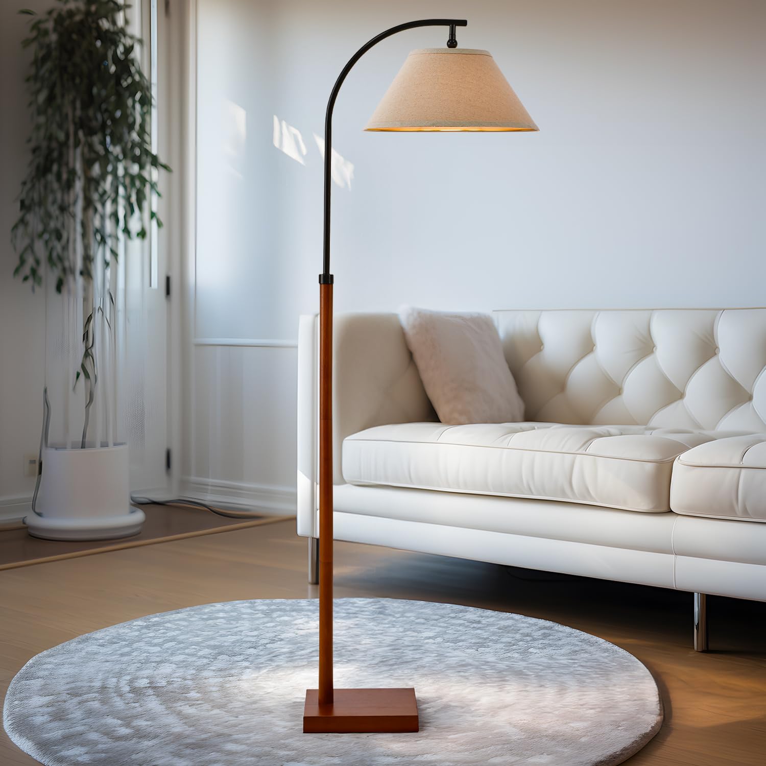 G-Safava 63&quot; Black Arc Floor Lamp With Foot Switch For Living Room & Bedroom Lighting