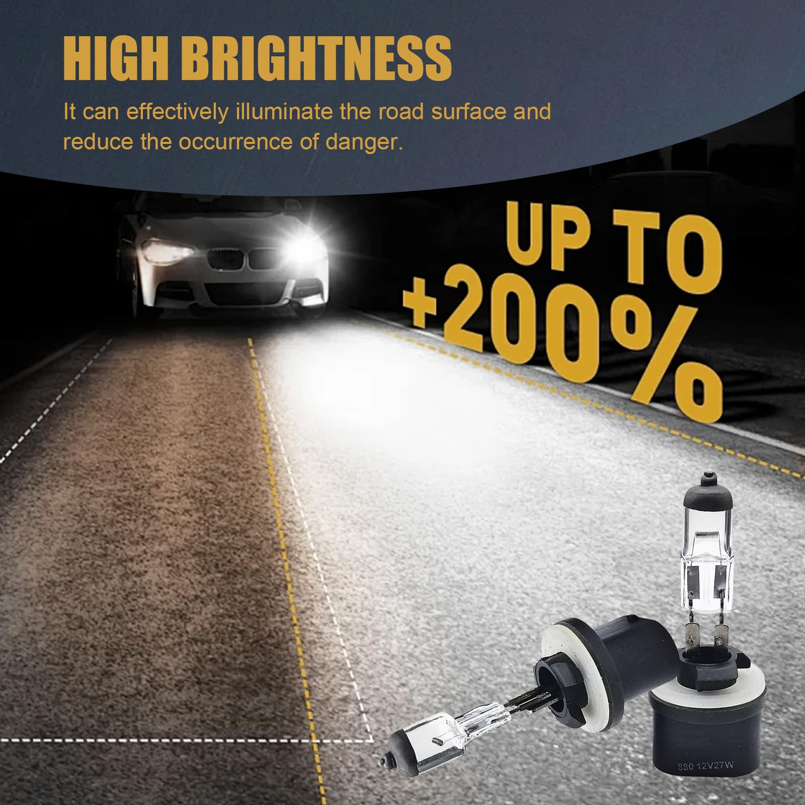 gunhunt Halogen Bulb 12V Quartz Lamp Ultra-bright Low/High Beam Fog Light Replacement 2 PCS White #880 Model GURSD1701WH-880-2PCS