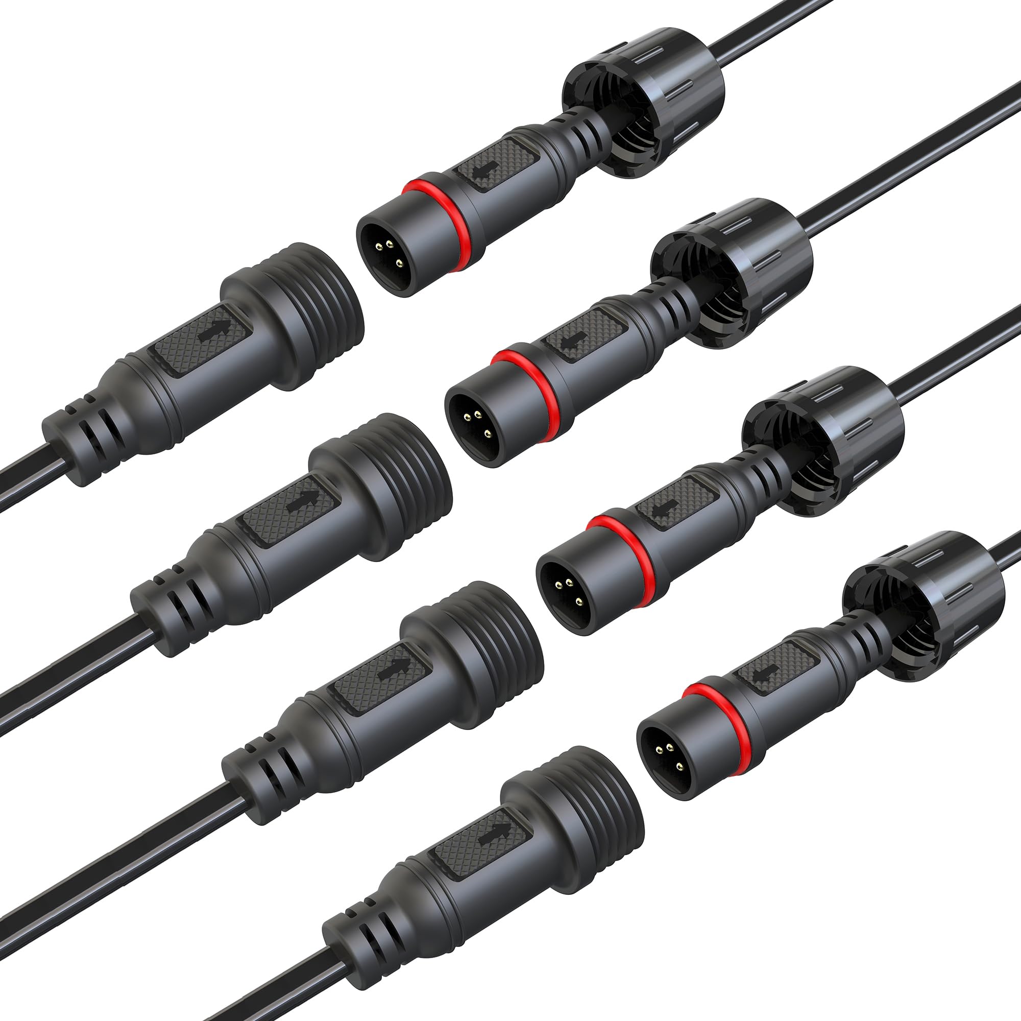 Cabl Eplug YETOR Waterproof Connectors 3 Wire,18AWG Male Female Plug LED Connector ...