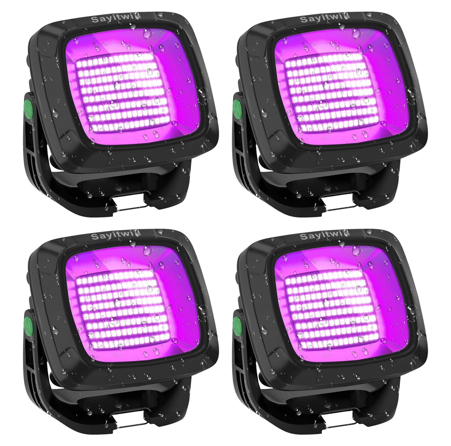 Sayitwill Rechargeable Black Light 4 Pack, 6000mAh Battery, 395nm Ultraviolet Flood Light, Portable, Black, Model CXH-WL-A-30W