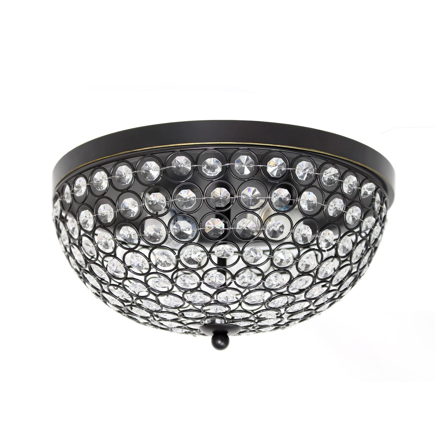 LALIA HOME Crystal Glam 2 Light Ceiling Flush Mount, Restoration Bronze, Model LHM-2000-RZ