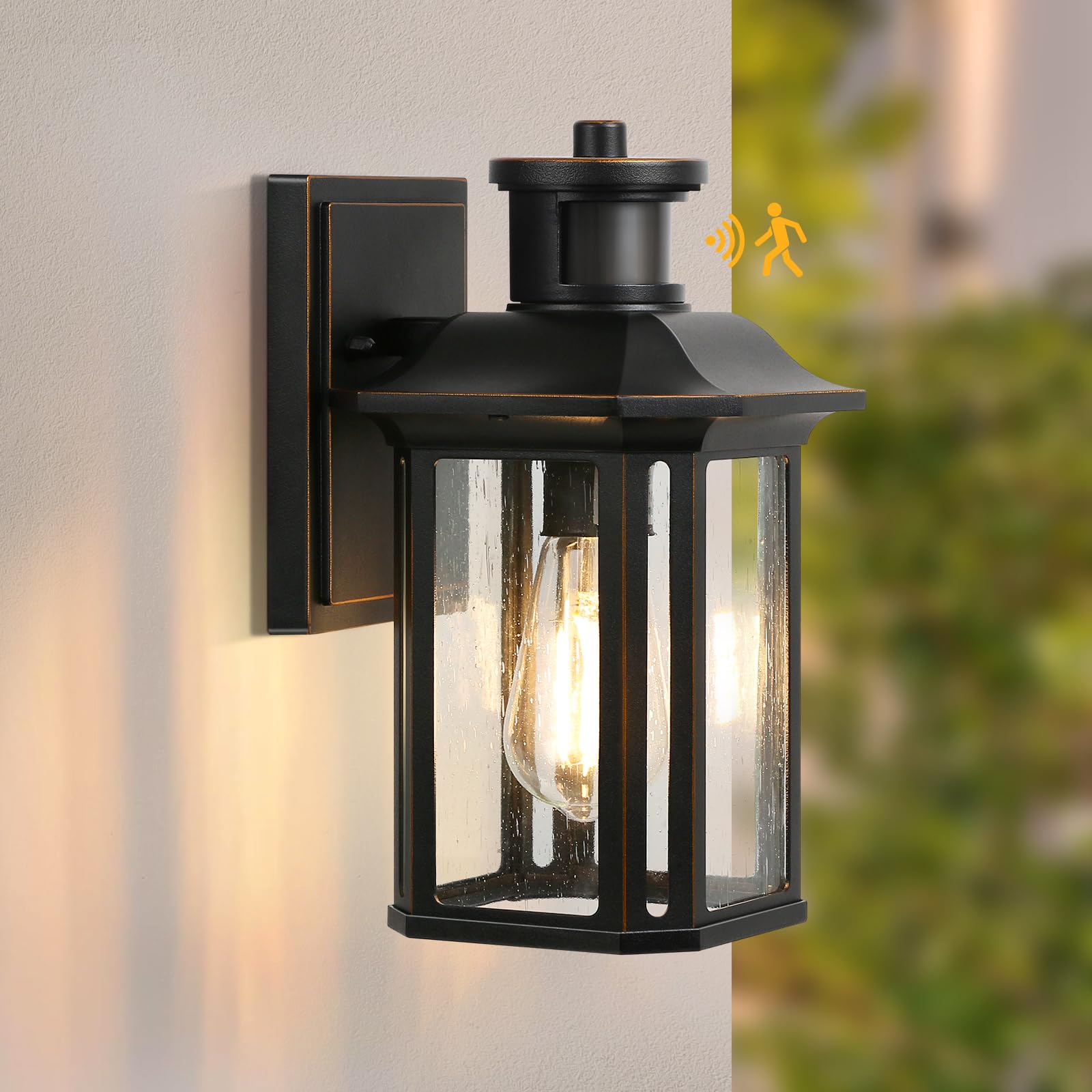 Motion Sensor Outdoor Lights, 3 Adjustable Lighting Modes Porch Lights, Dusk to Dawn Exterior Light Fixtures Wall Mount, Anti-Ru