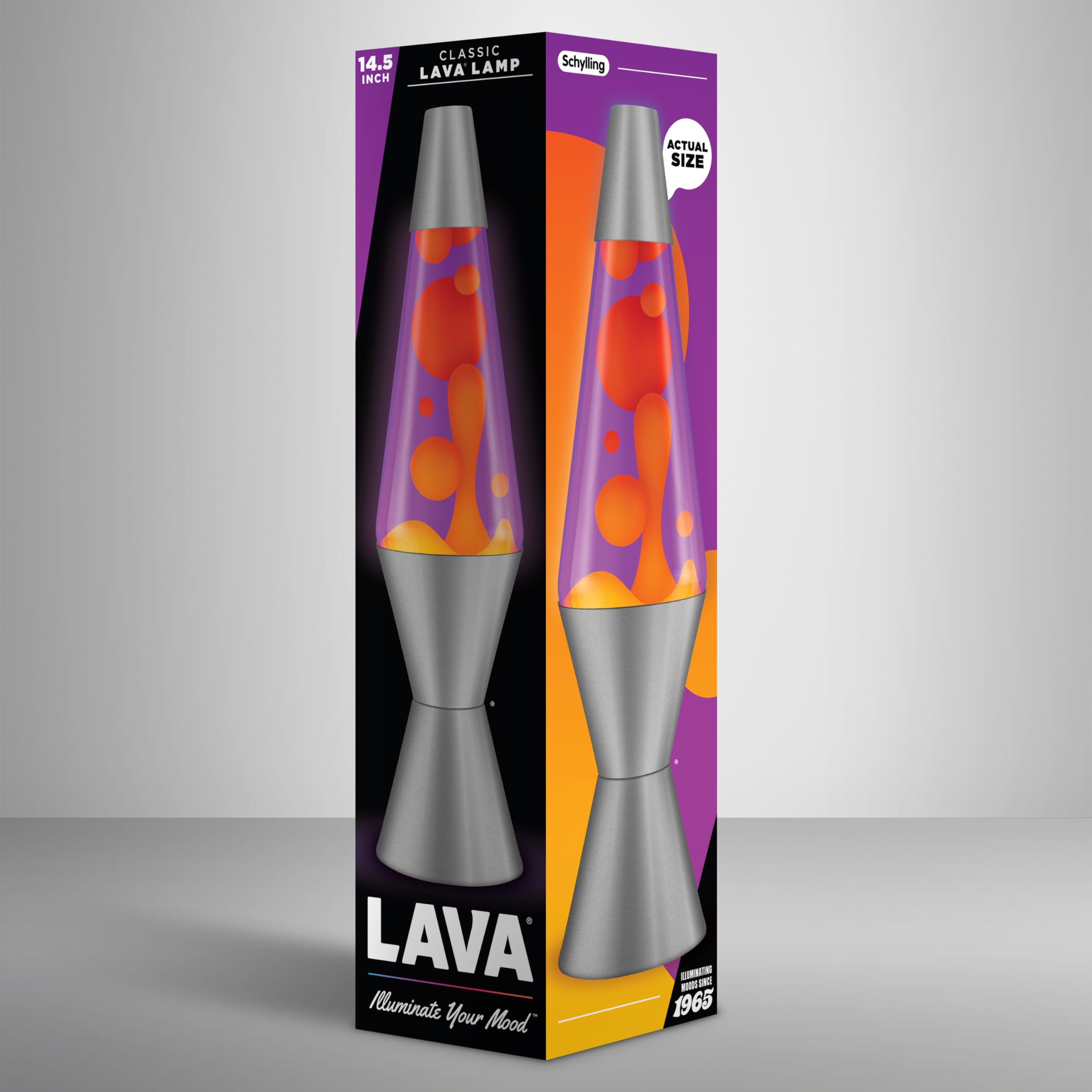 Lava® Lamp - Original Motion Light - 14.5" Glass - Purple Sunset - Yellow Wax - Model 26350400US