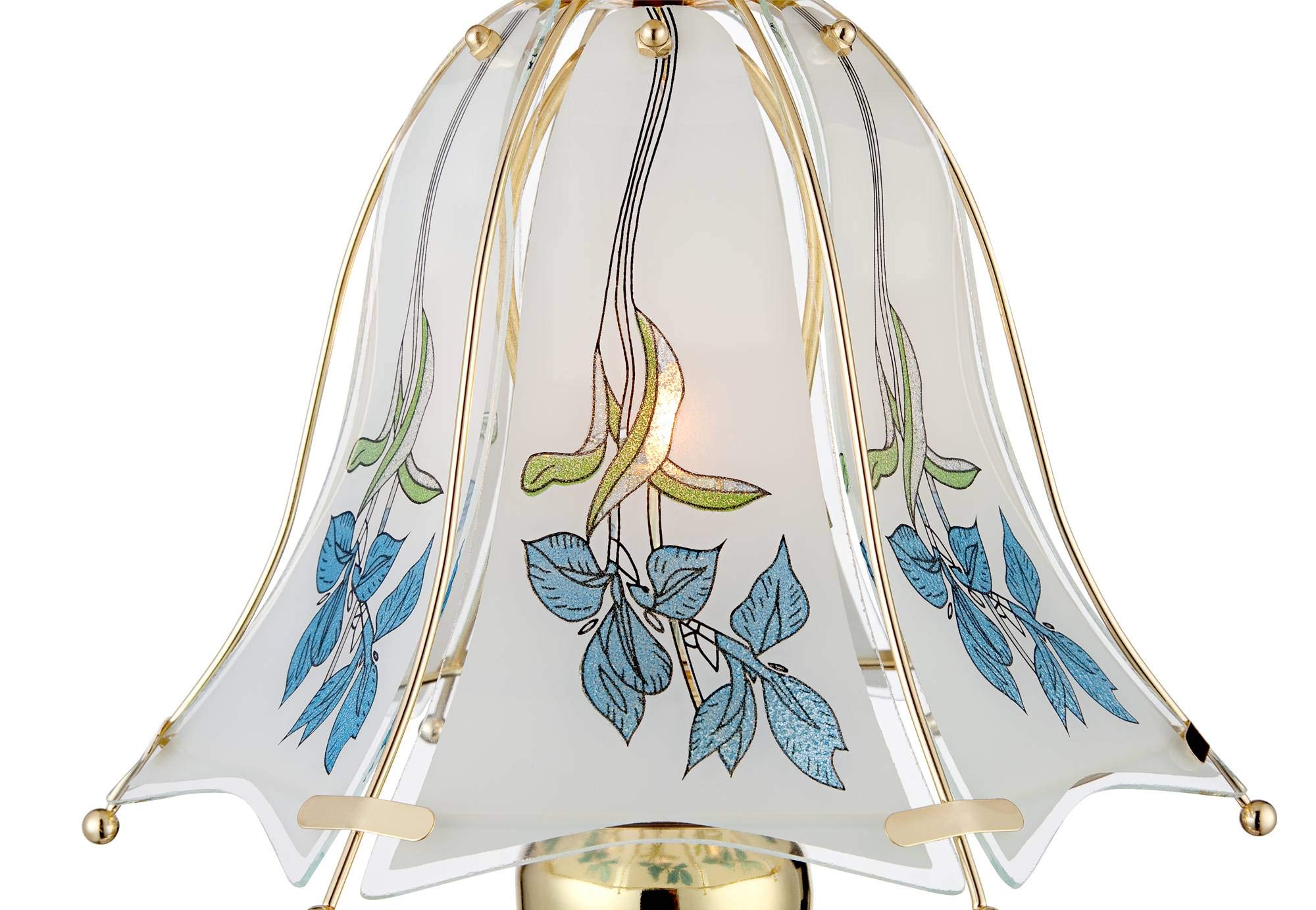 Regency Hill Accent Table Lamps Set of 2 - 18" High Blue Flower Glass Shade, Touch On/Off for Living Room, Bedroom, Home Office