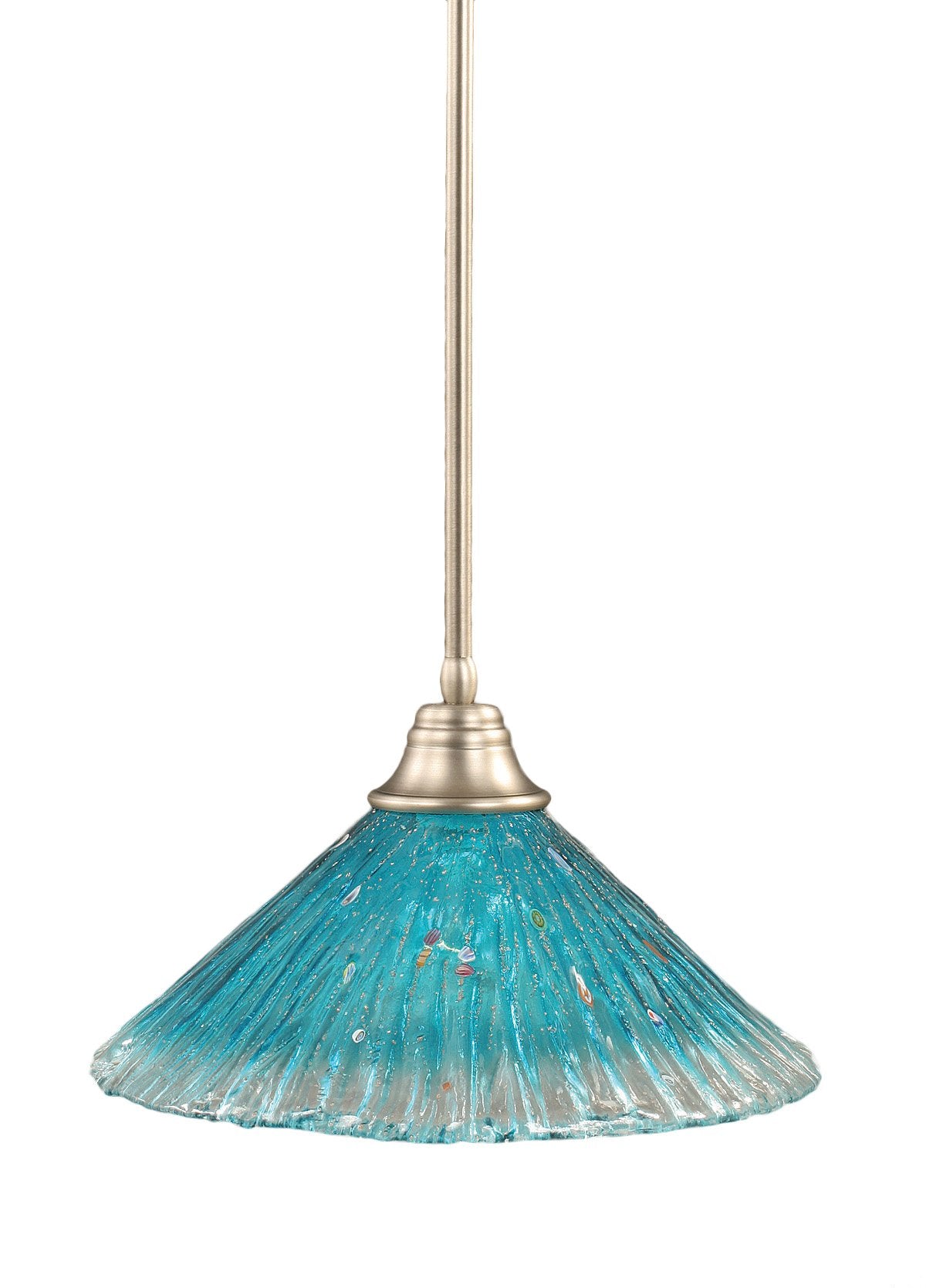 Toltech Lighting 26-Bn-715 16-Inch Stem Pendant Light Brushed Nickel Finish With Teal Crystal Glass