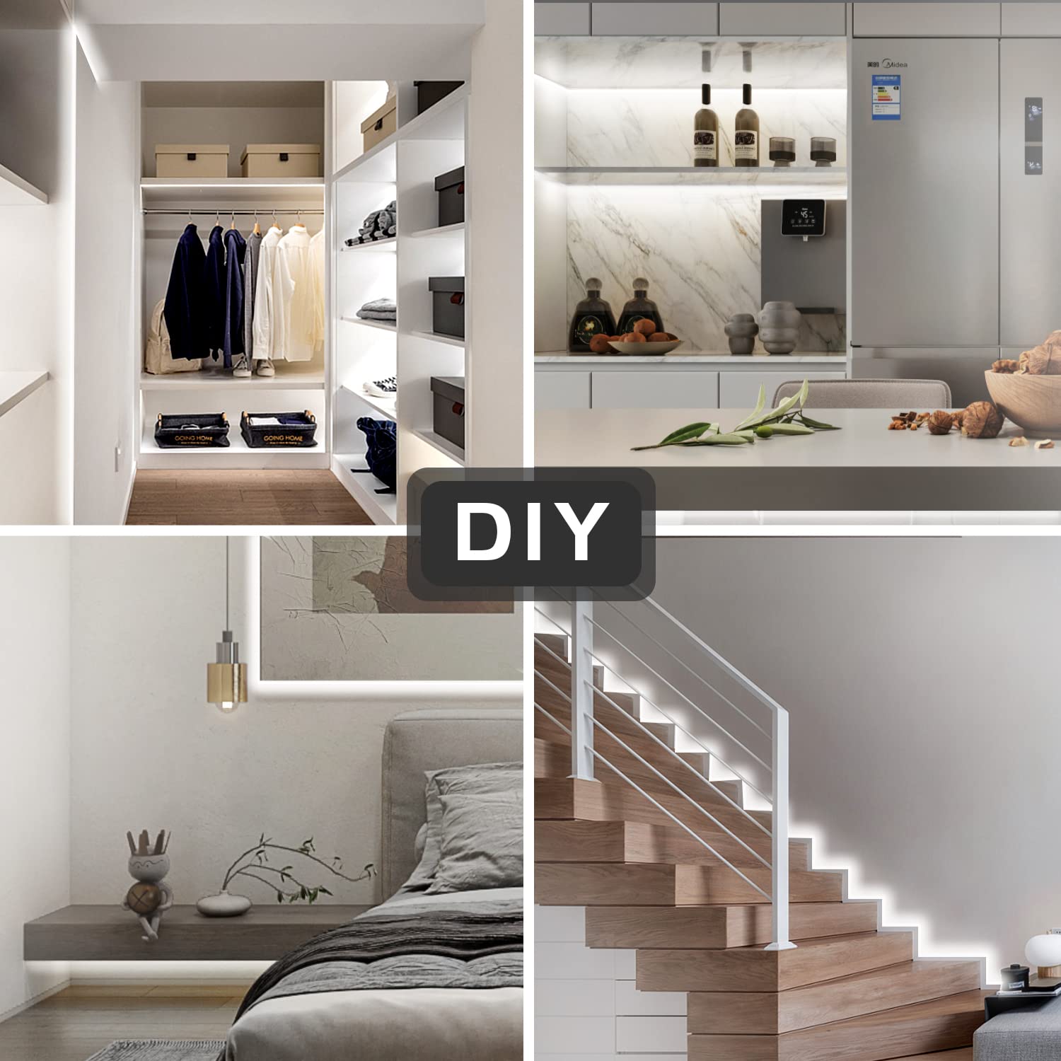 Guotong 50Ft Waterproof Led Strip Lights, 6000K Daylight White Ip44 Tape Light, 15M 12V Rope Light Strong 3M Adhesive, For Home,