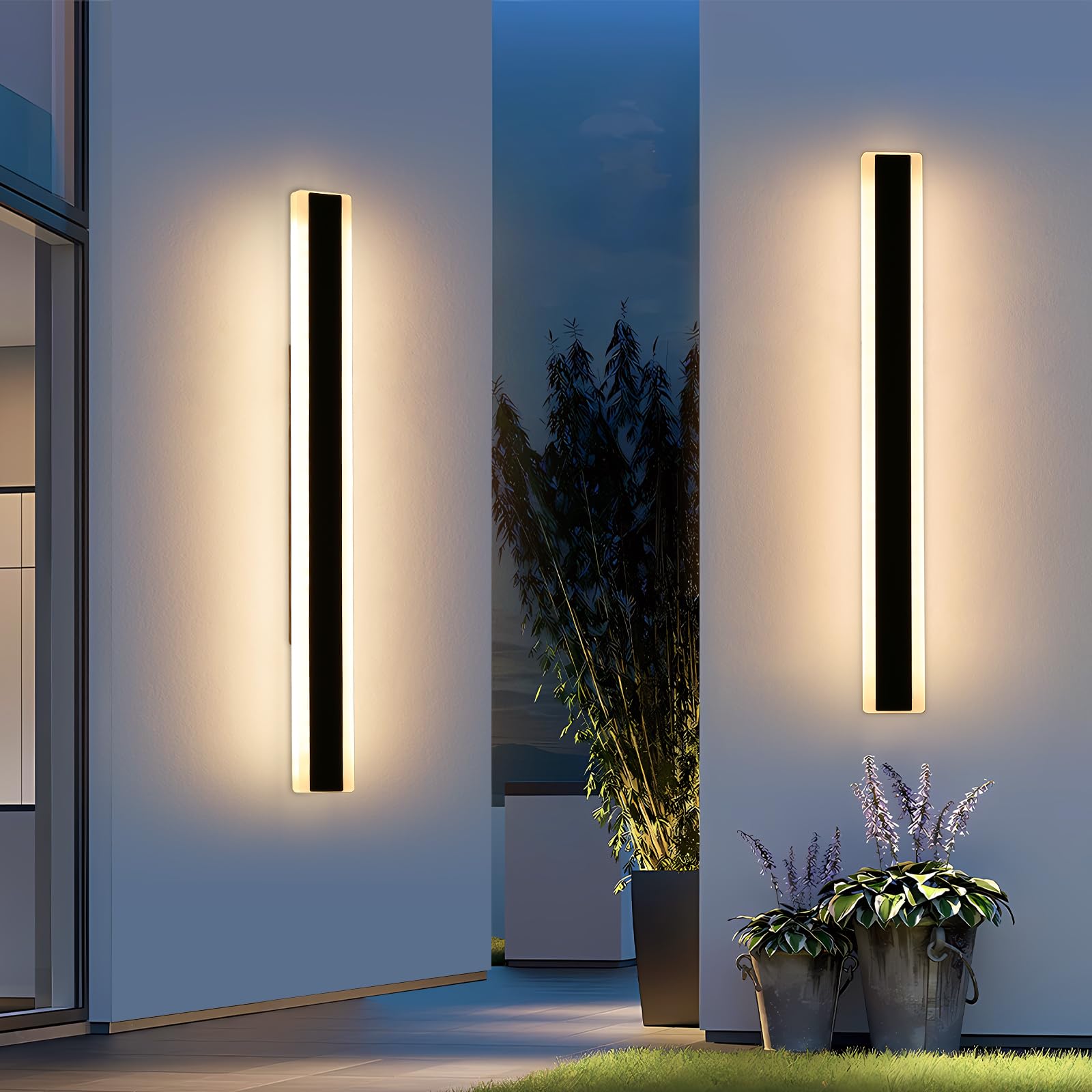 Mikeru 2Pack 47.2Inch Outdoor Wall Light Fixtures  3000K Modern Outdoor Lights Exterior For House Ip65 Waterproof Rust Long Led Wall Light Fixtures Hardwire Wall Mount Exterior Lighting For Garage