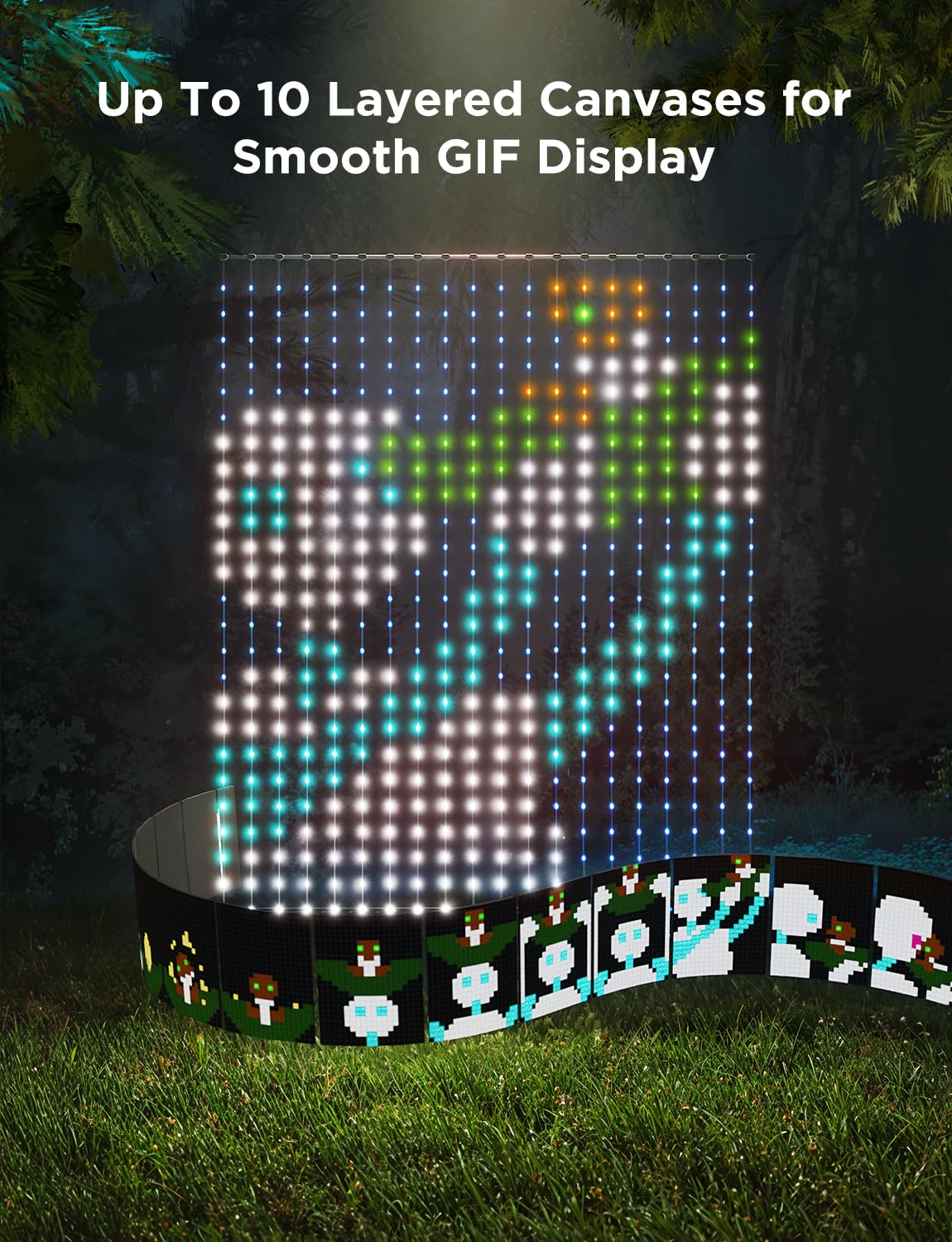 Govee Smart LED Curtain Lights, 520 LEDs, 4.9x6.6ft, RGBIC Color Changing, IP65 Waterproof, Model H70B3, White