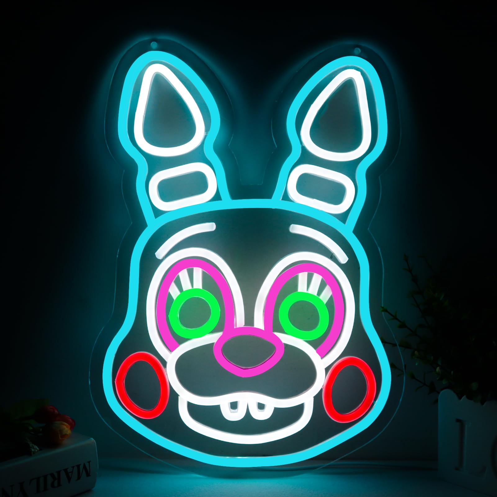 AHlove Neon Sign - Five Nights at Bonnie LED Light for Bedroom/Game Room, 16.1 x 11.6 inches, Color: Neon Signs, Model: NS-Bonnie-2