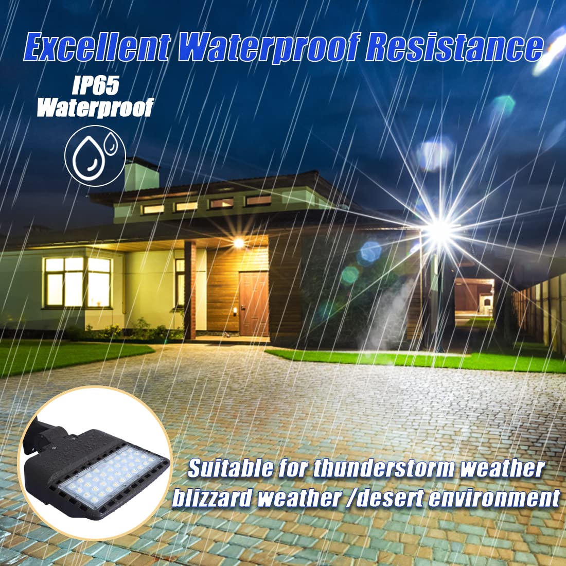 Juyace 150W LED Parking Lot Light, Dusk to Dawn, IP65 Waterproof, Wall Mount, 5000K, Brown, Model KU293C, 3 Pack