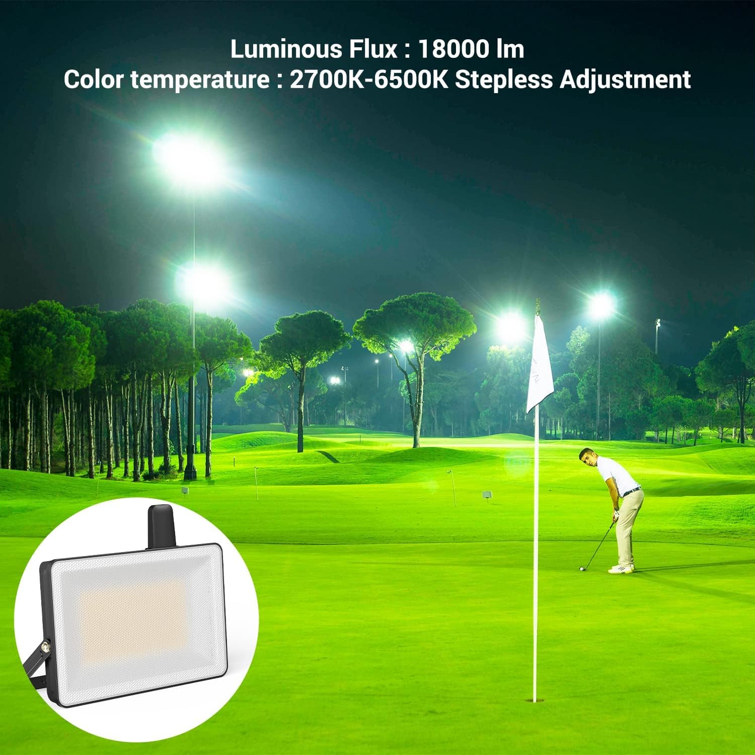 Novostella 3 Pack 100W Smart Led Flood Light, Total 18000Lm Super Bright Flood Light Outdoor Ip66 Waterproof, Tunable White 2700