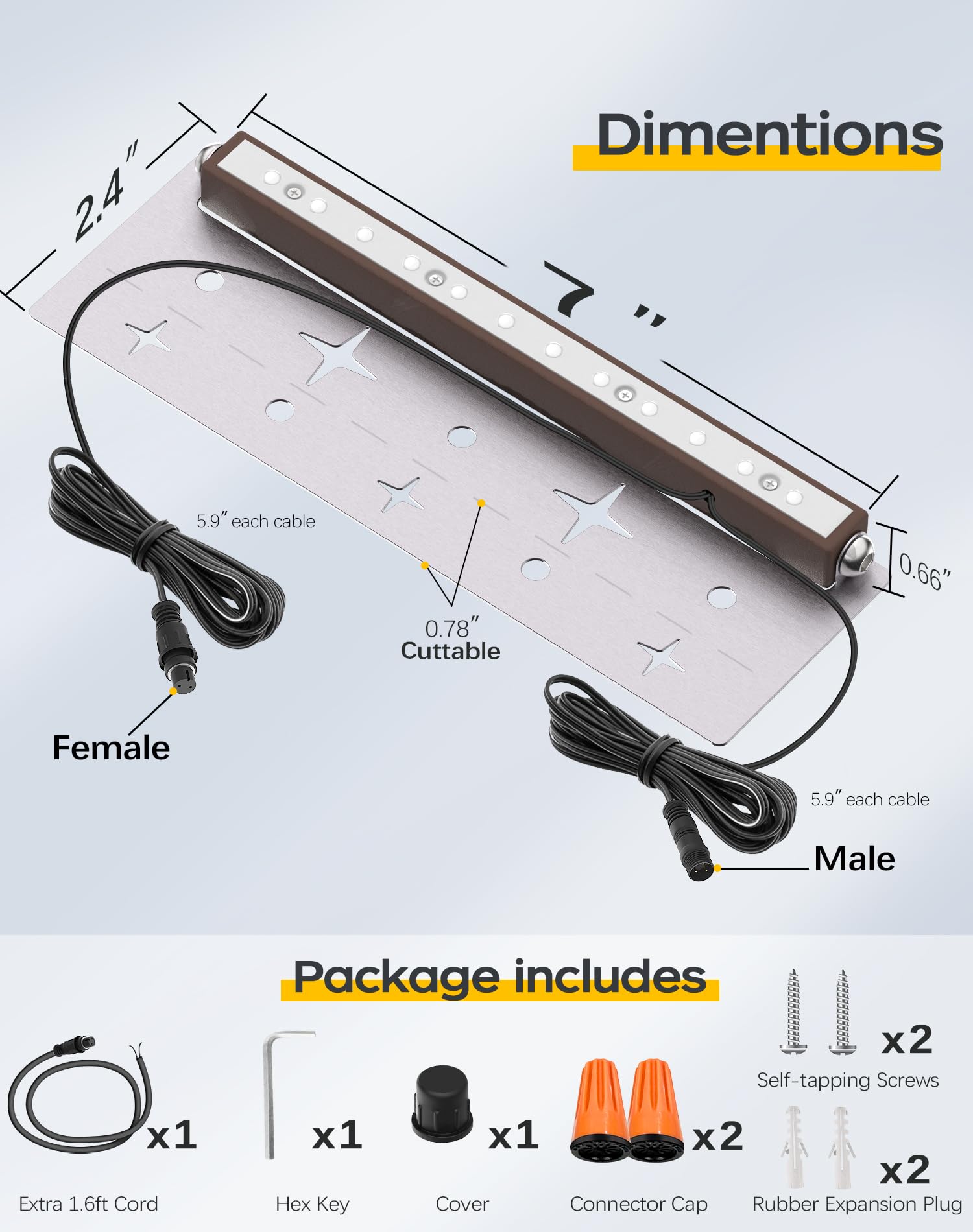 Kialush 1 Pack 7 Inch Landscape Lighting, 2.5W Hardscape Step Lights 12V-36V Ac/Dc, Low Voltage Outdoor Step Lights, Retaining W