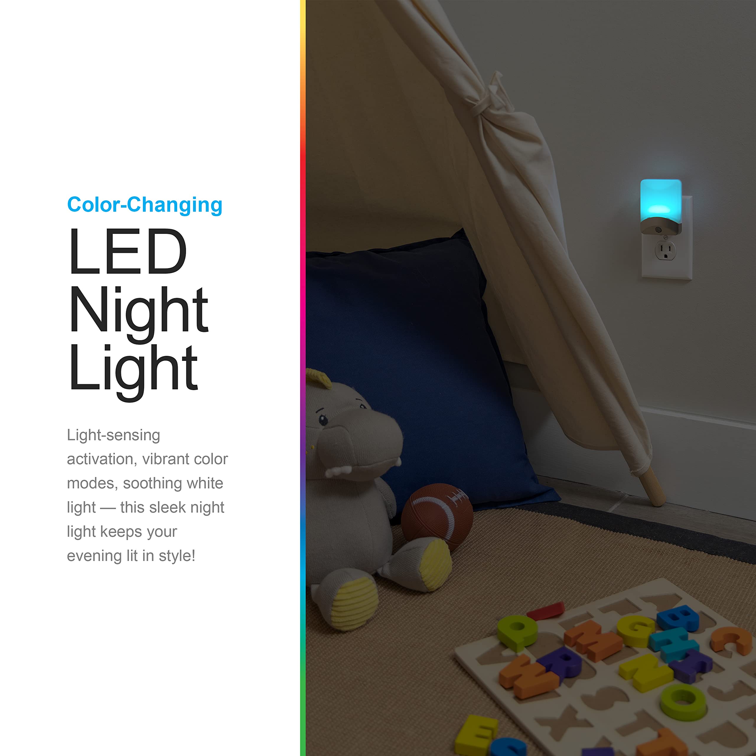 GE Color-Changing LED Night Light, 1 pack, Plug Into Wall, Dusk to Dawn Sensor, For bathroom, Childrens Room, Nursery, Safety Ra
