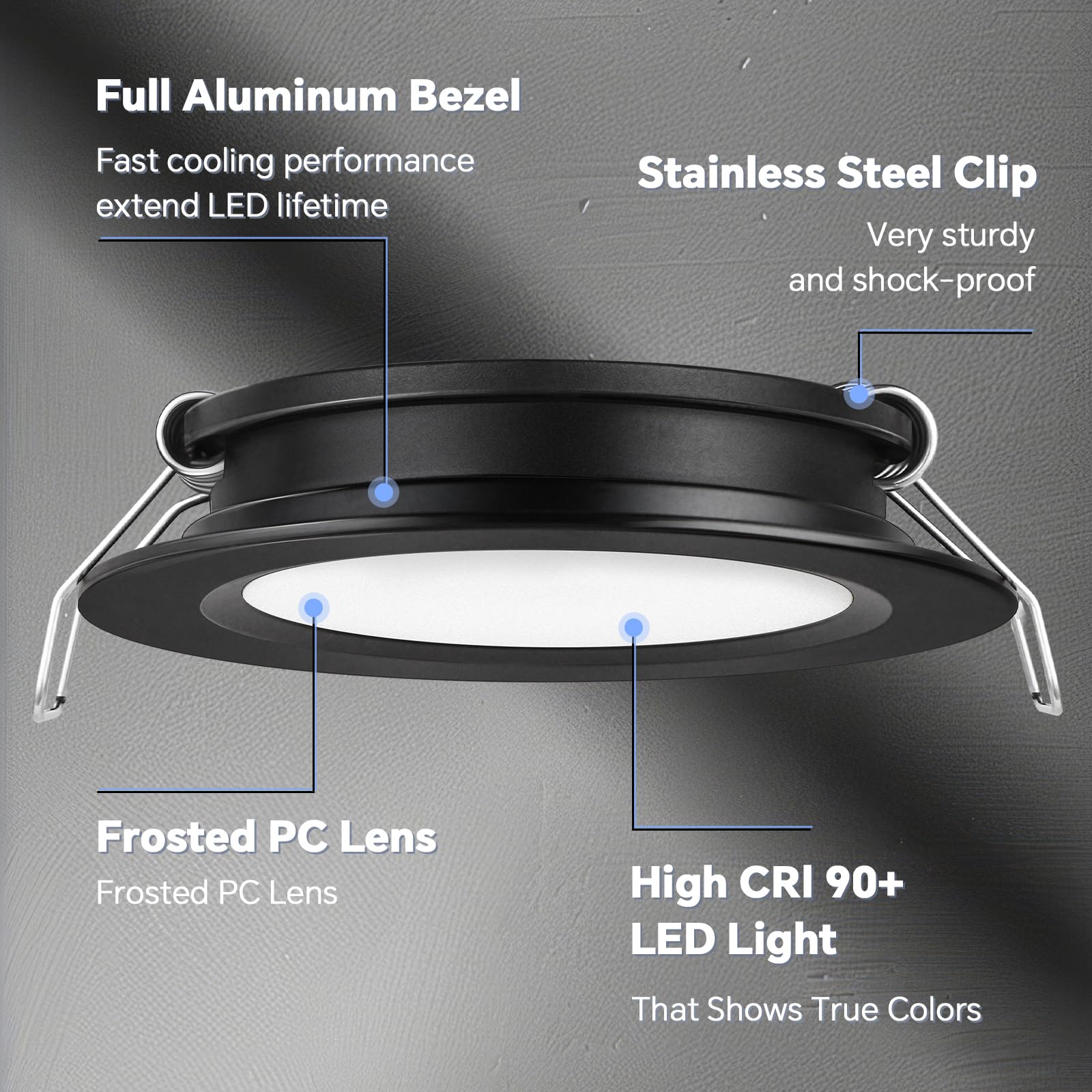 acegoo RV Recessed Ceiling Light, 12V Dimmable LED Puck Light, Small, Aluminum, Black Finish, Warm White, Model FCXDD-OGY-BWW,