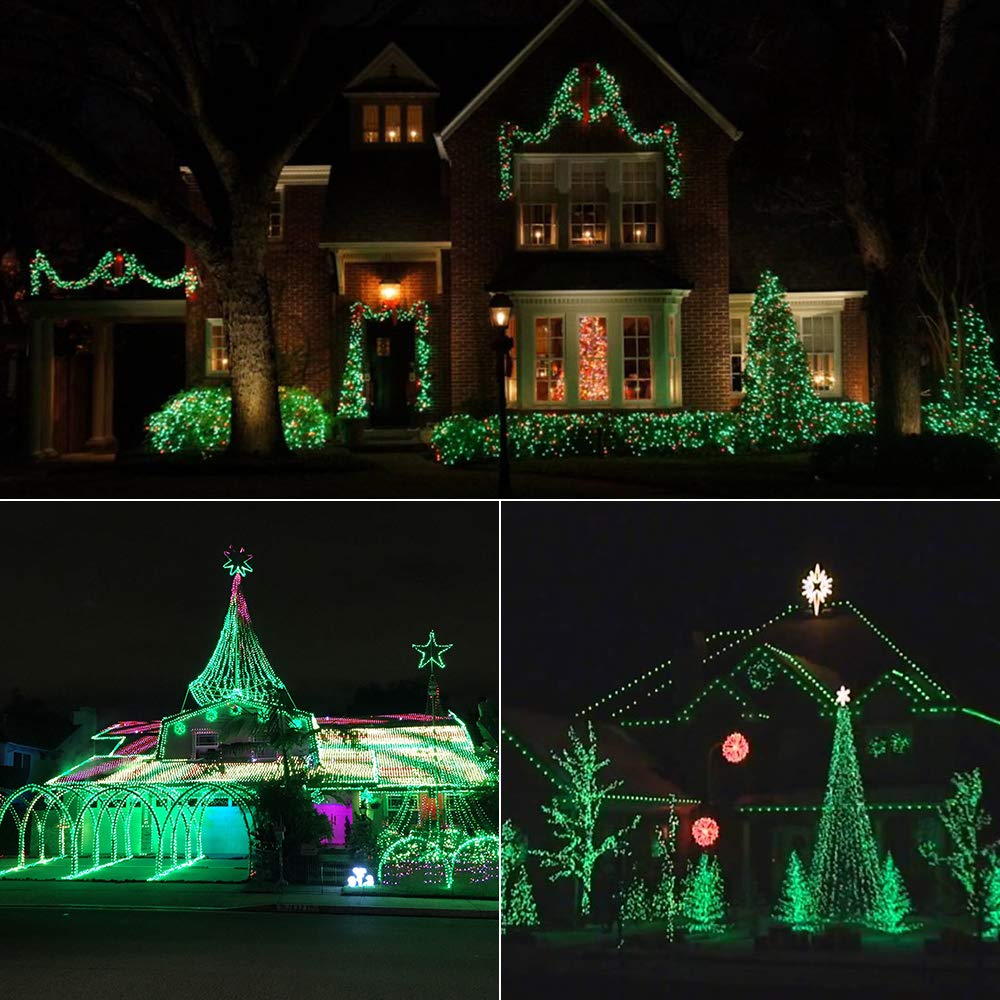 Brizled C9 Green Christmas Lights, 25 LED Faceted String Light, 16ft, Connectable, UL Certified, Indoor Outdoor Use