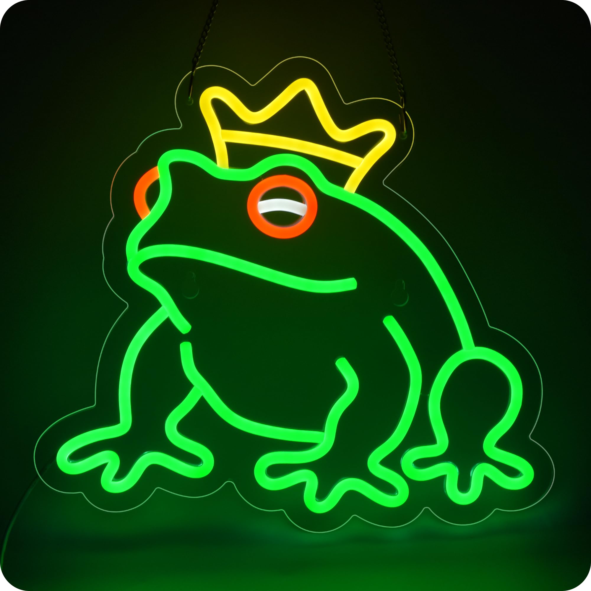 Frog neon signs frog prince decor frog lamp led signs lights with dimmer, USB powered,14 X 12.6 inch