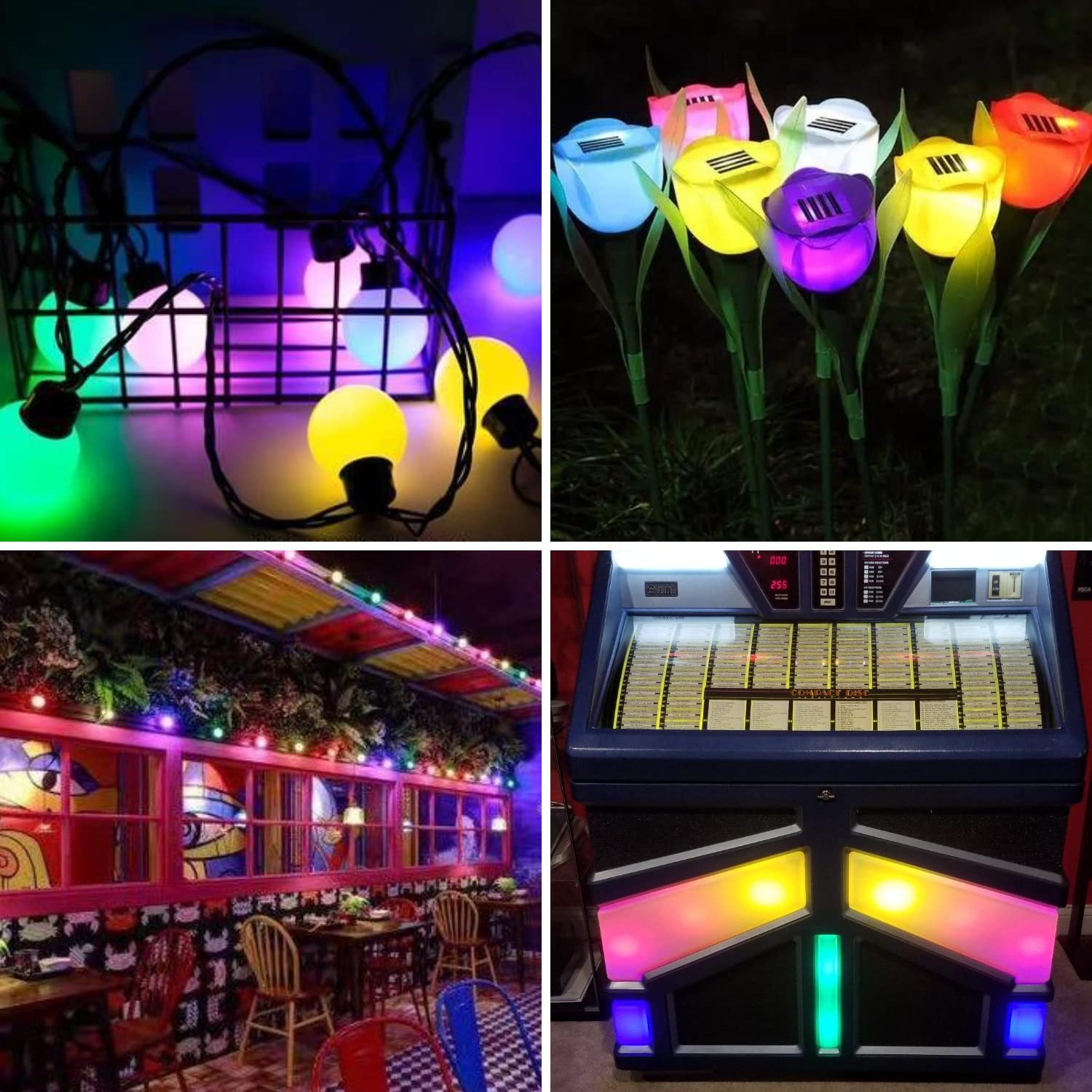 Night Blazers G45 Mini LED Multi-Colored Light Bulb, E27 Base, 1W, 10 Pack - Perfect for Bedroom, Wedding, Halloween, Christmas, Party Decor