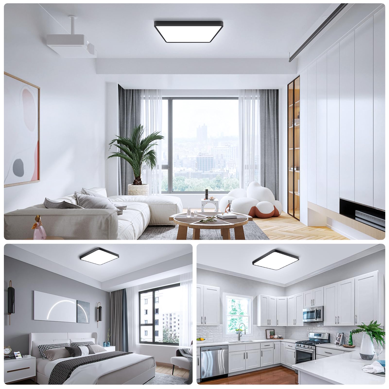 9Inch 18W Square Led Ceiling Light Fixtures Flush Mount  6000K Cold White Led Ceiling Lamp  Surface Mount Modern Ceiling Lights  Black Slim Flat Panel Lighting For Bedroom  Kitchen  Bathroom Etc