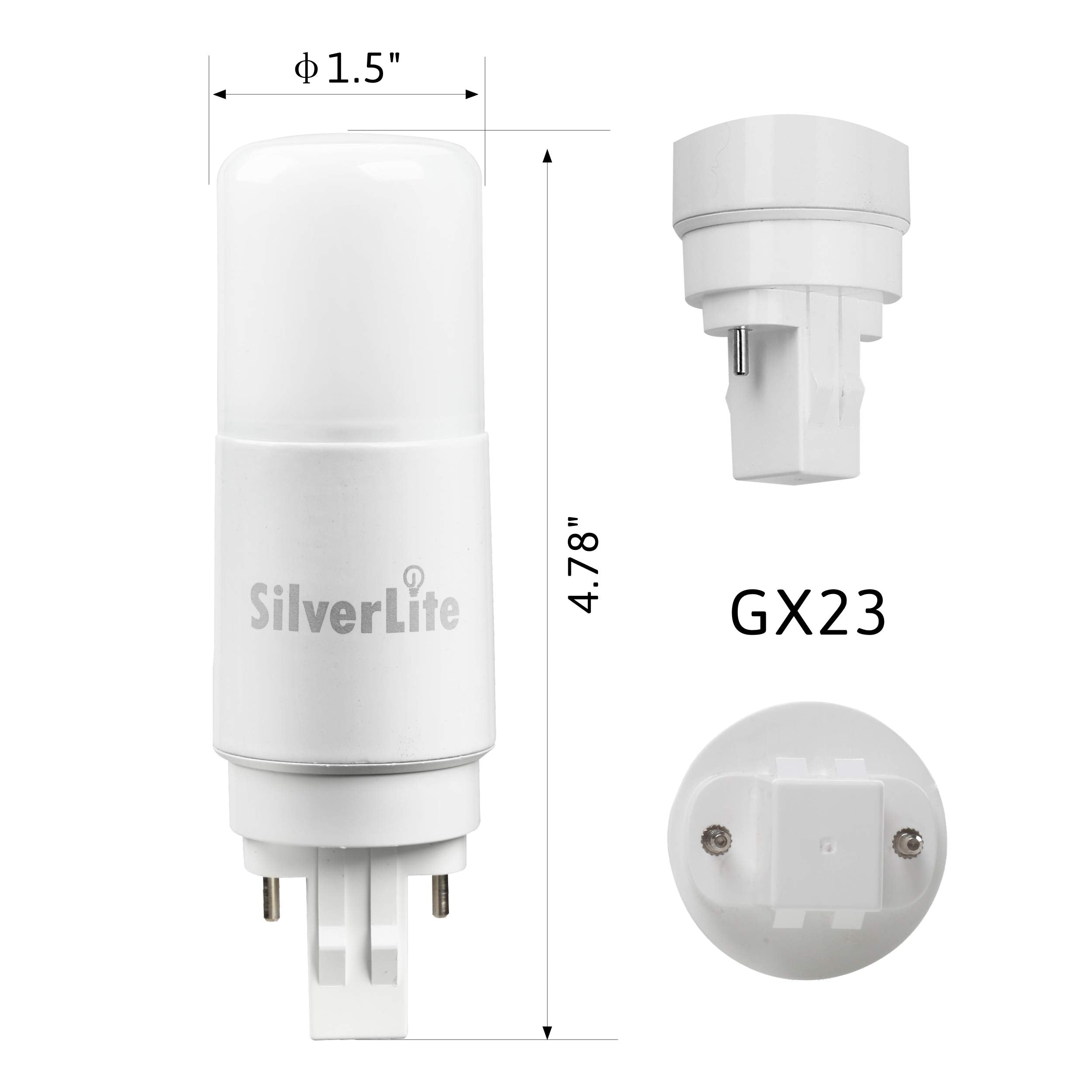 Silverlite LED Stick PL Bulb, 7W (18W CFL Equivalent), 700LM, Soft White 2700K, GX23-2 Pin Base, 2 Pack