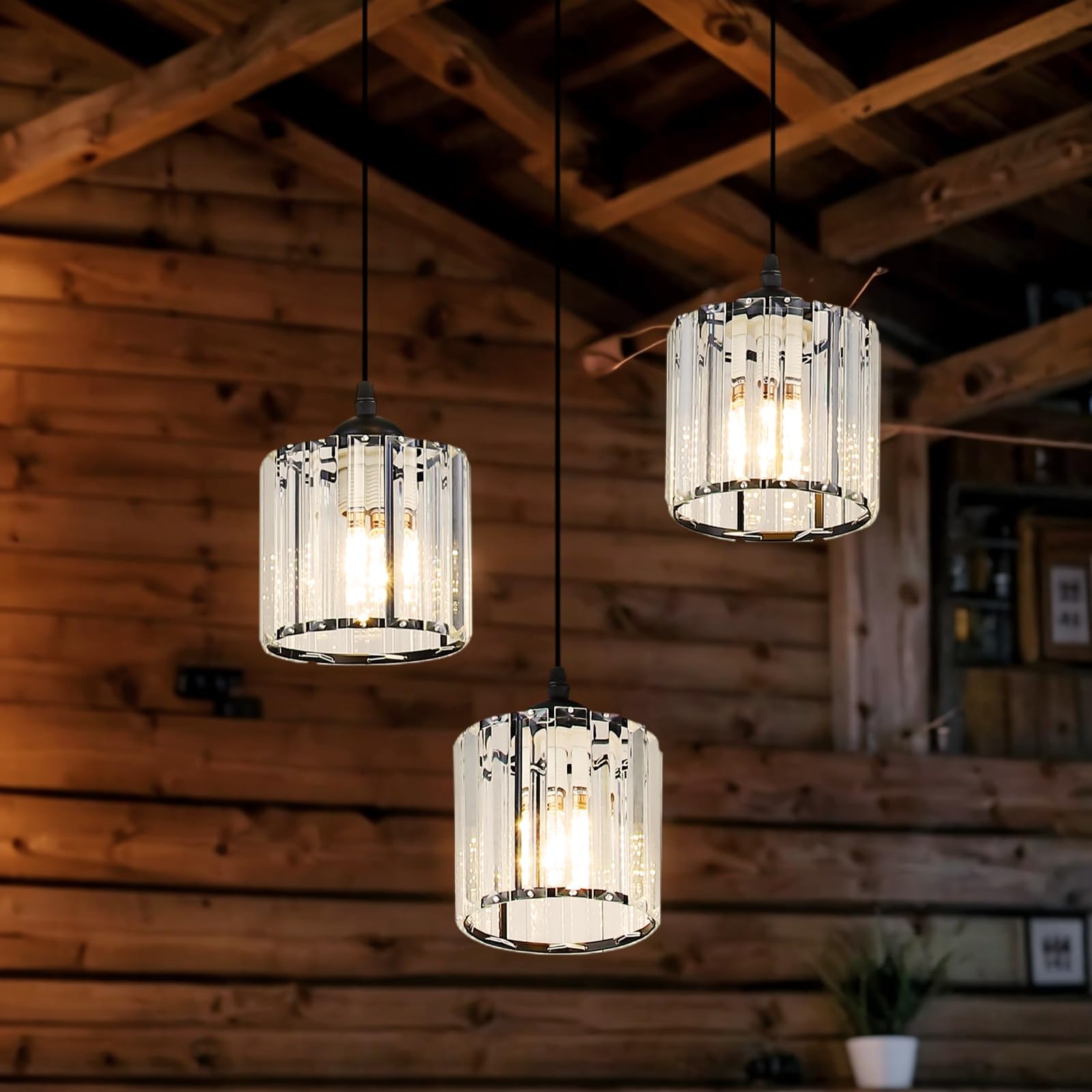 Meimond Modern Crystal Pendant Light, 18 Lights, Black Metal Raindrop Chandelier for High Ceilings, Foyer & Living Room, Model LTD-10