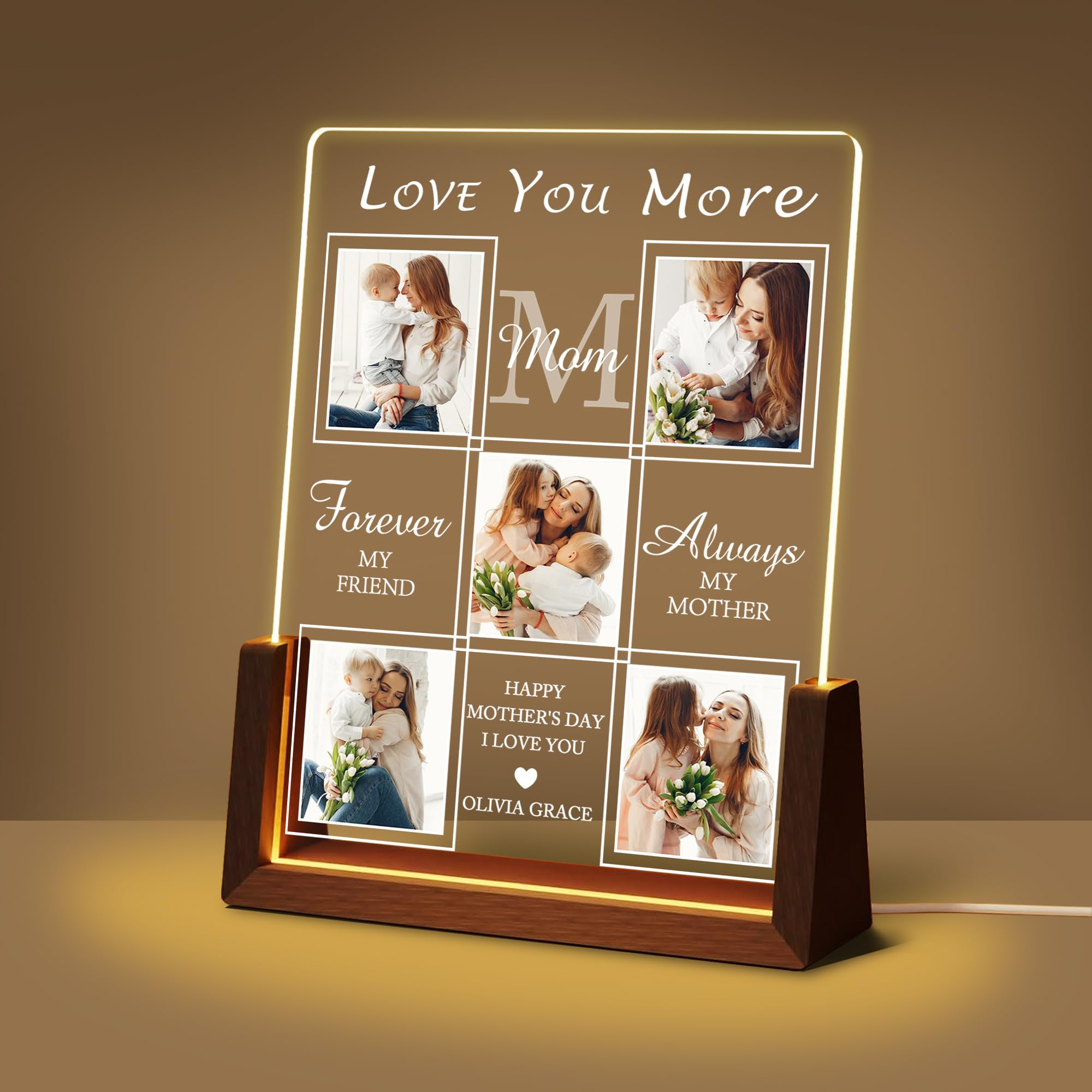 Maiwell Personalized Mom Gifts For Mothers Day From Daughter Son Husband  Custom Light Up Photo Frame With Picture Name  Customized Mothers Day Birthday Christmas Gifts For Mom Grandma Wife Women